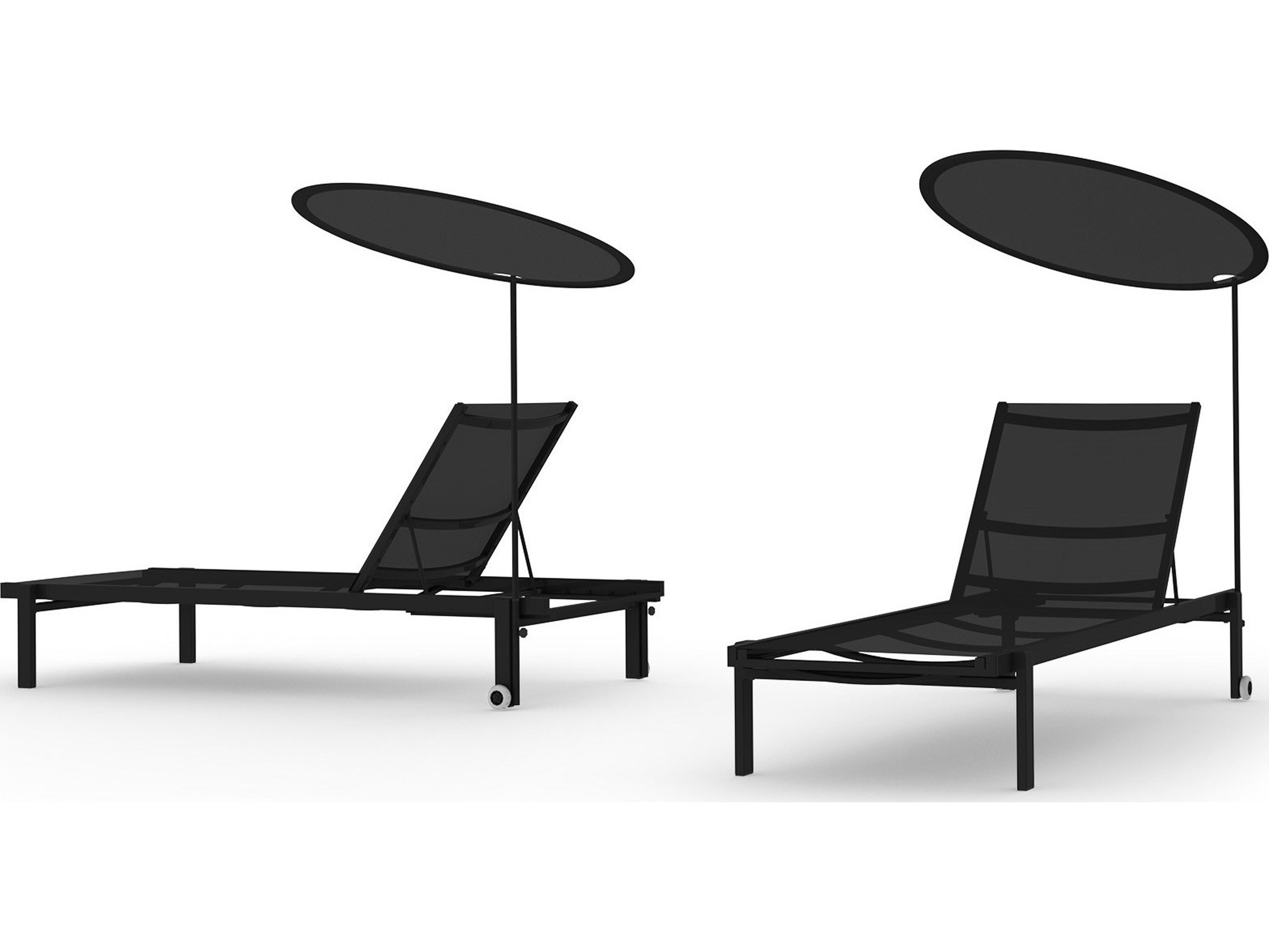 MamaGreen Allux Sling Aluminum Stackable Outdoor Patio Chaise Lounge with Shade