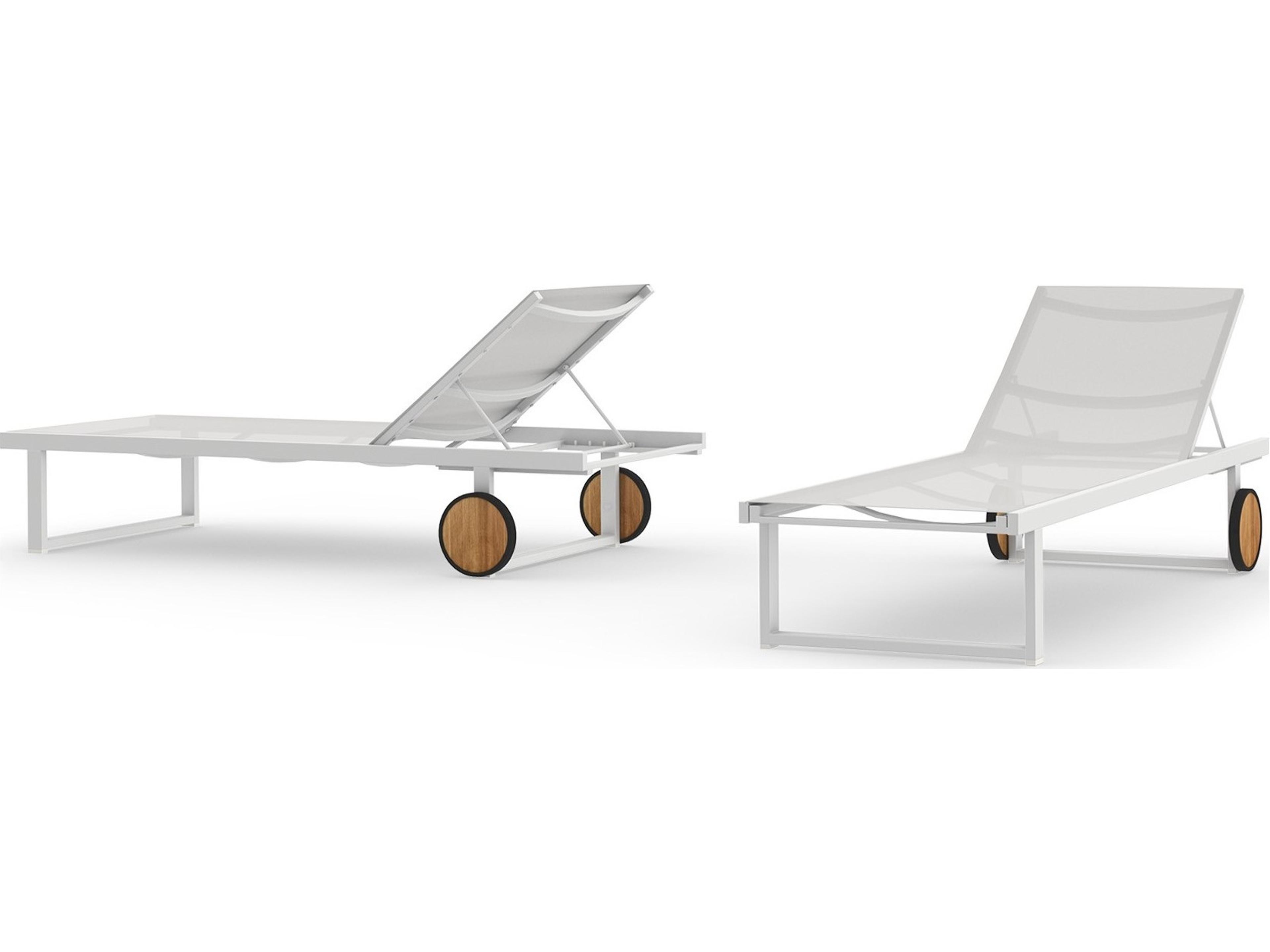 MamaGreen Allux Aluminum Sling Outdoor Chaise Lounge with Wooden Wheels