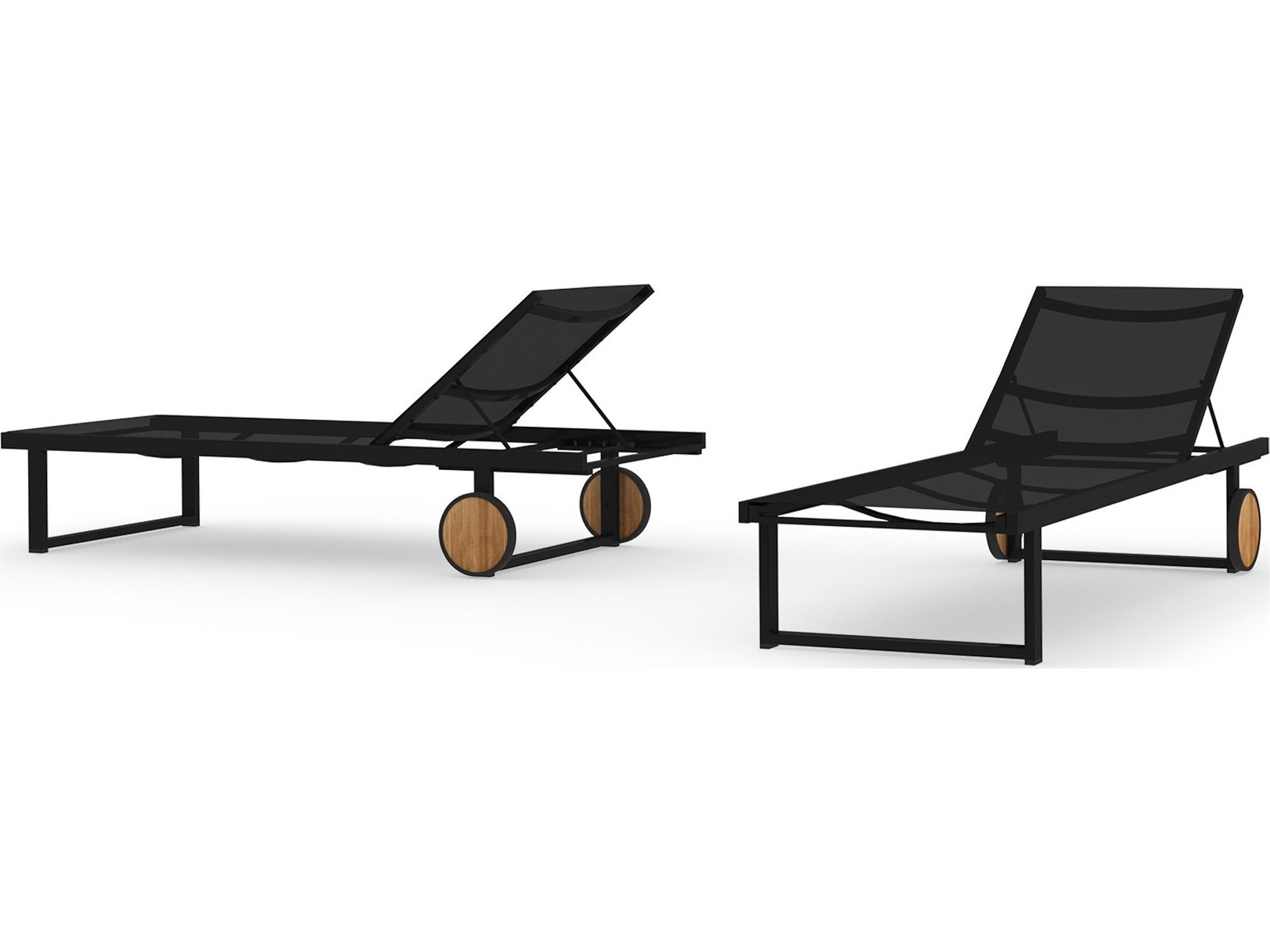 MamaGreen Allux Aluminum Sling Outdoor Chaise Lounge with Wooden Wheels