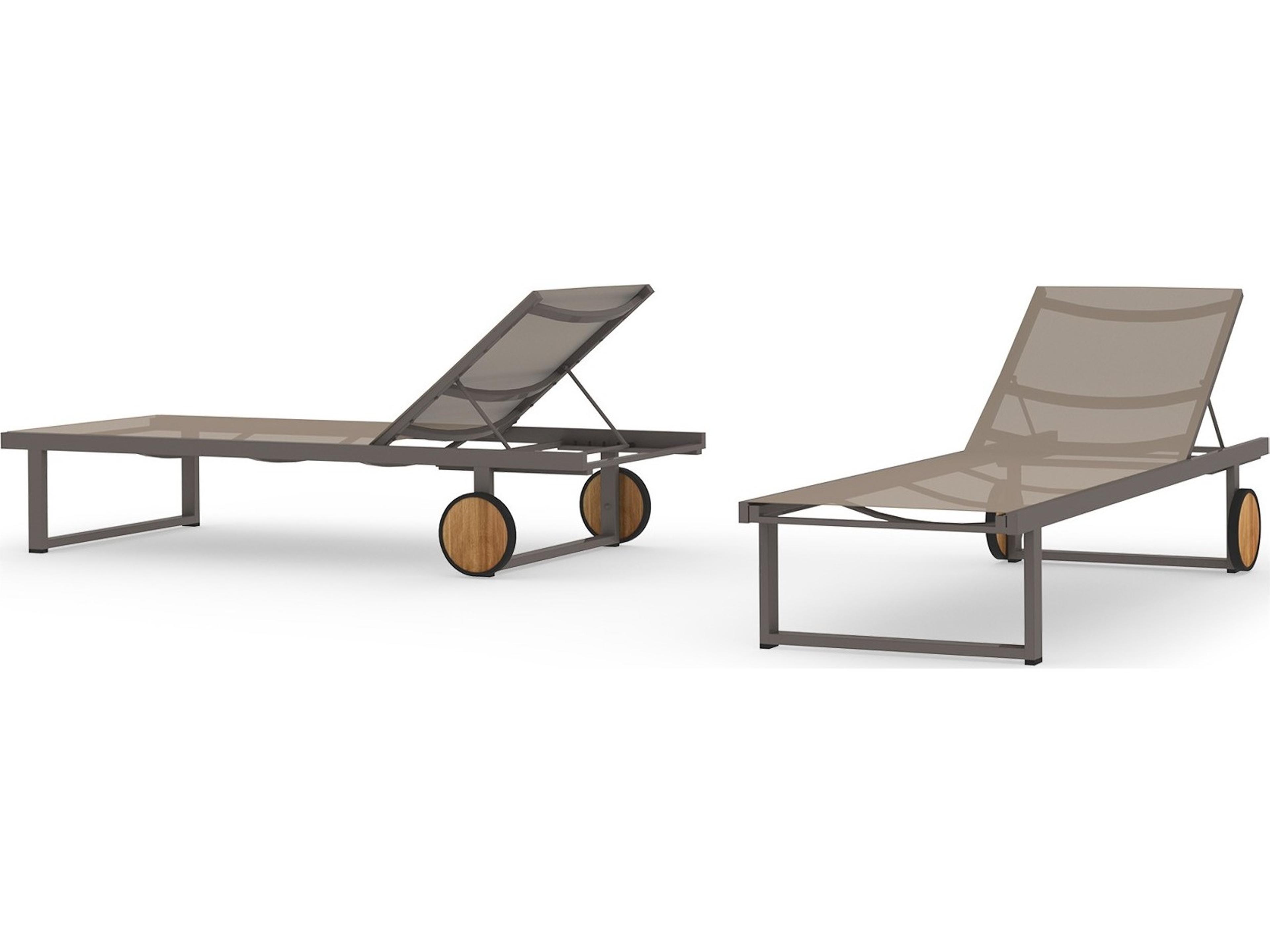 MamaGreen Allux Aluminum Sling Outdoor Chaise Lounge with Wooden Wheels