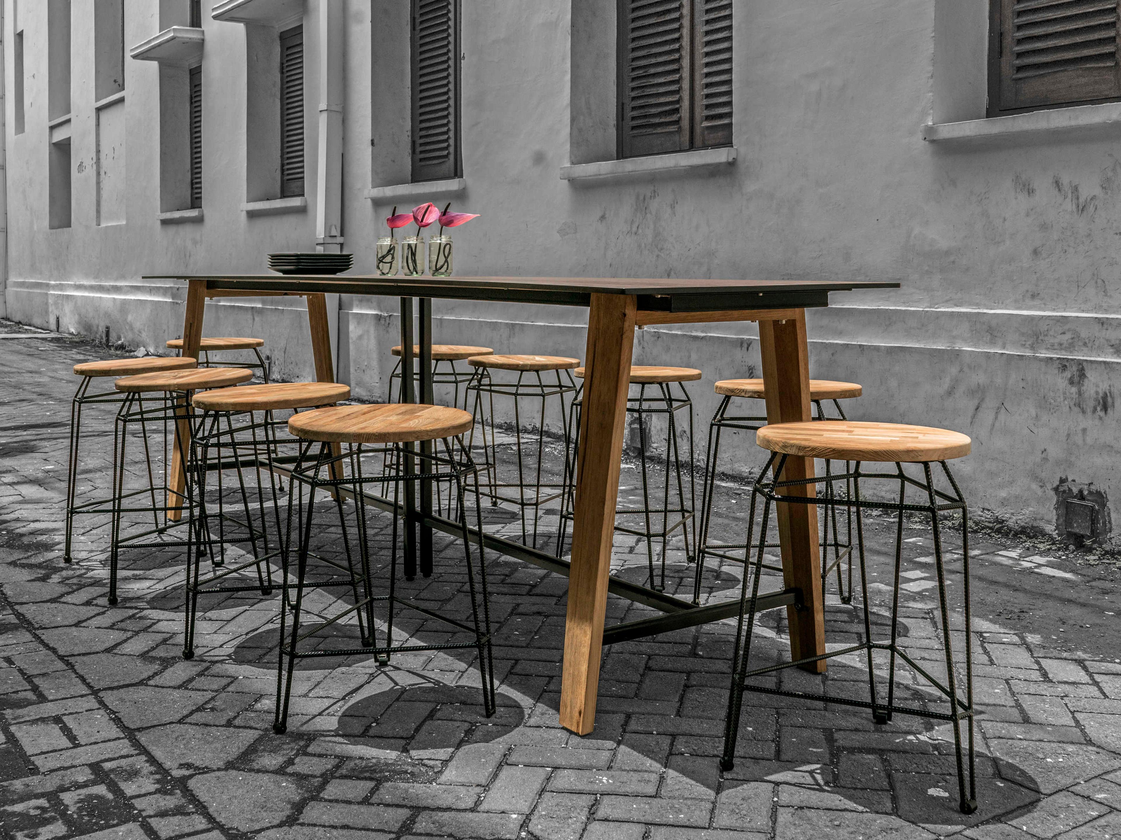 MamaGreen Sato Teak Rectangular Outdoor Patio Counter Table