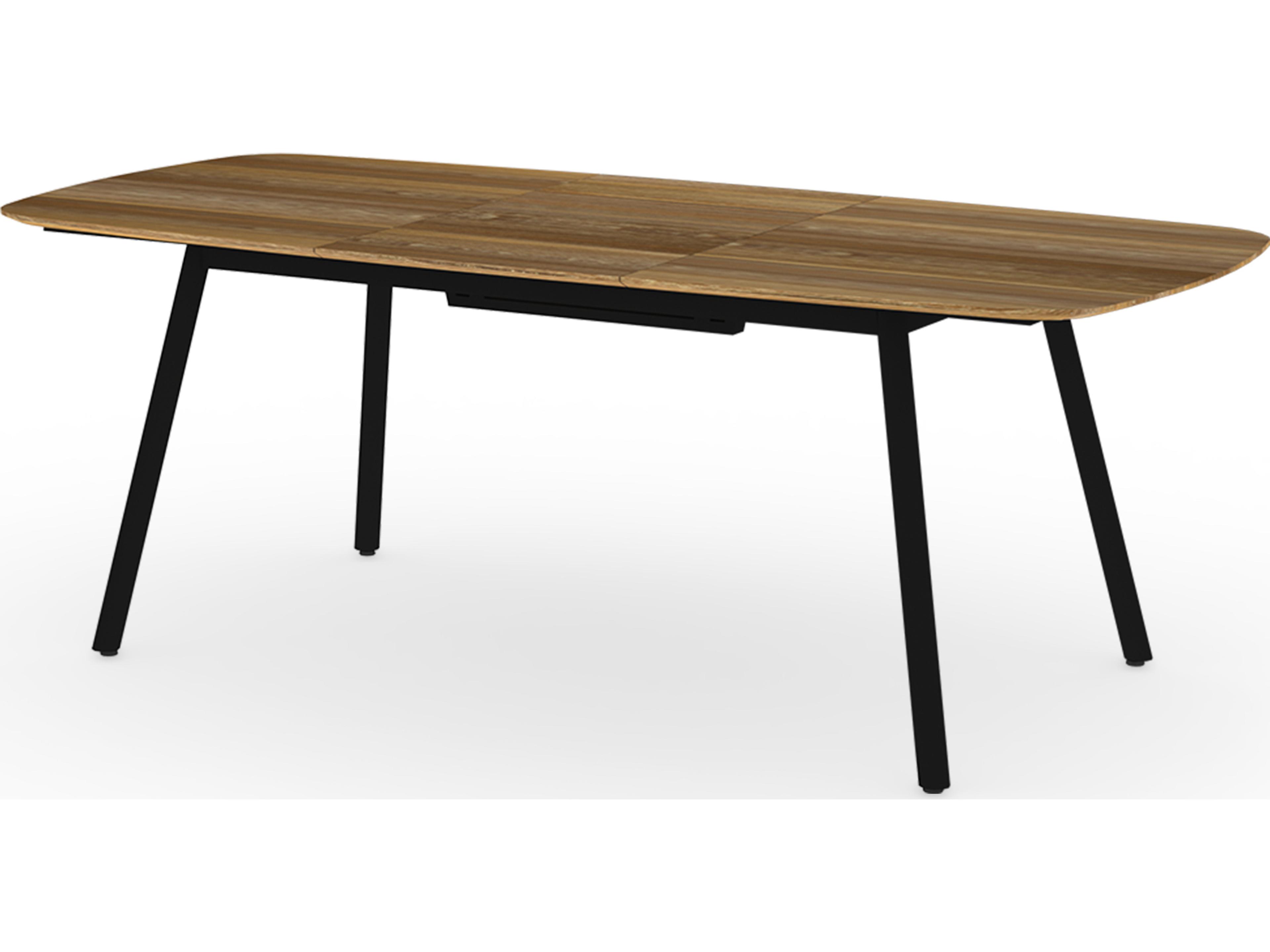 MamaGreen Zupy Aluminum Steel Rectangular Patio Dining Table with Teak Top