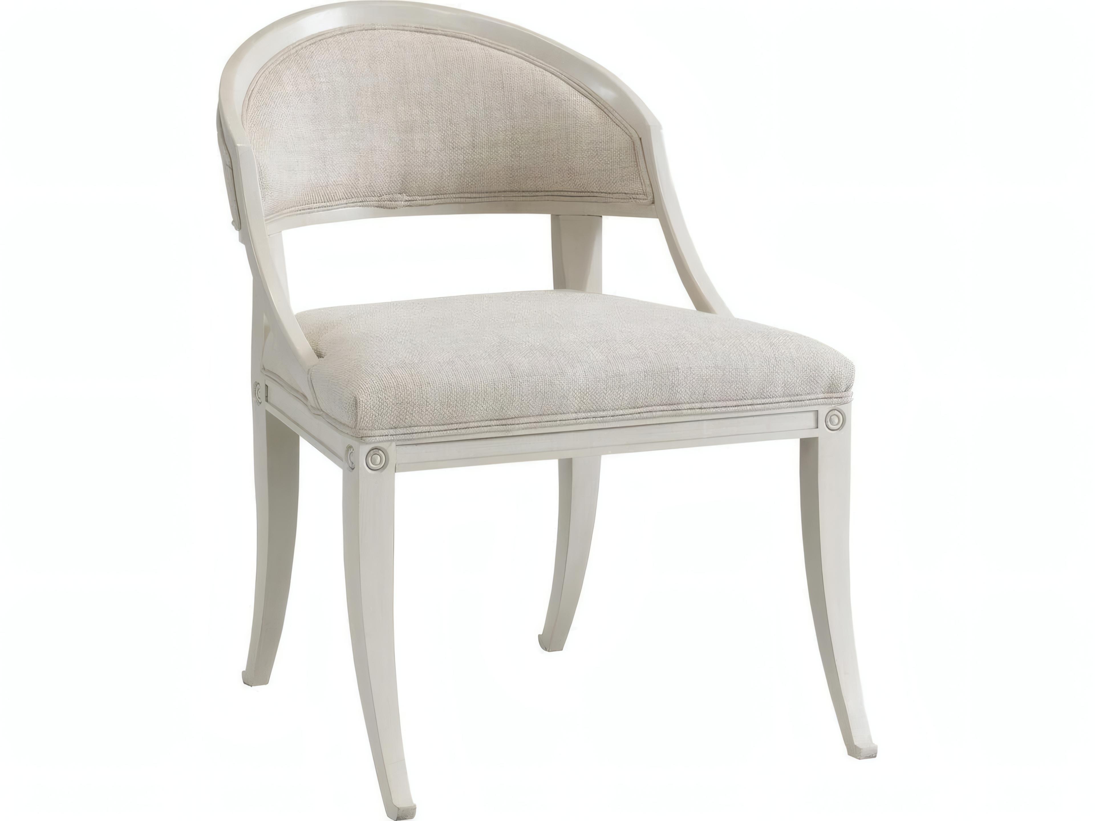 Inese Hardwood White Upholstered Armless Dining Chair