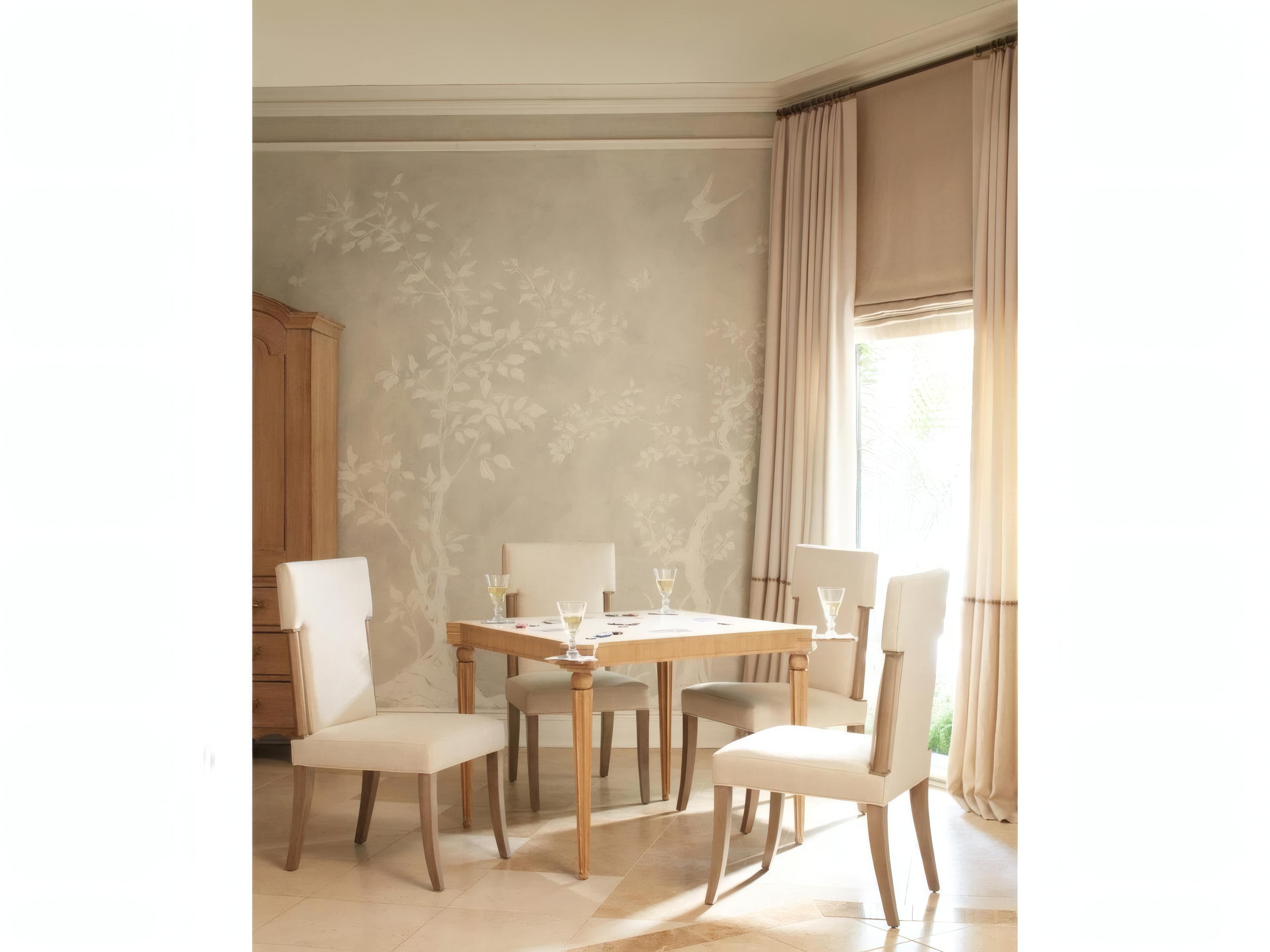 Mr. & Mrs. Howard Geneve Hardwood Brown Upholstered Armless Dining Chair