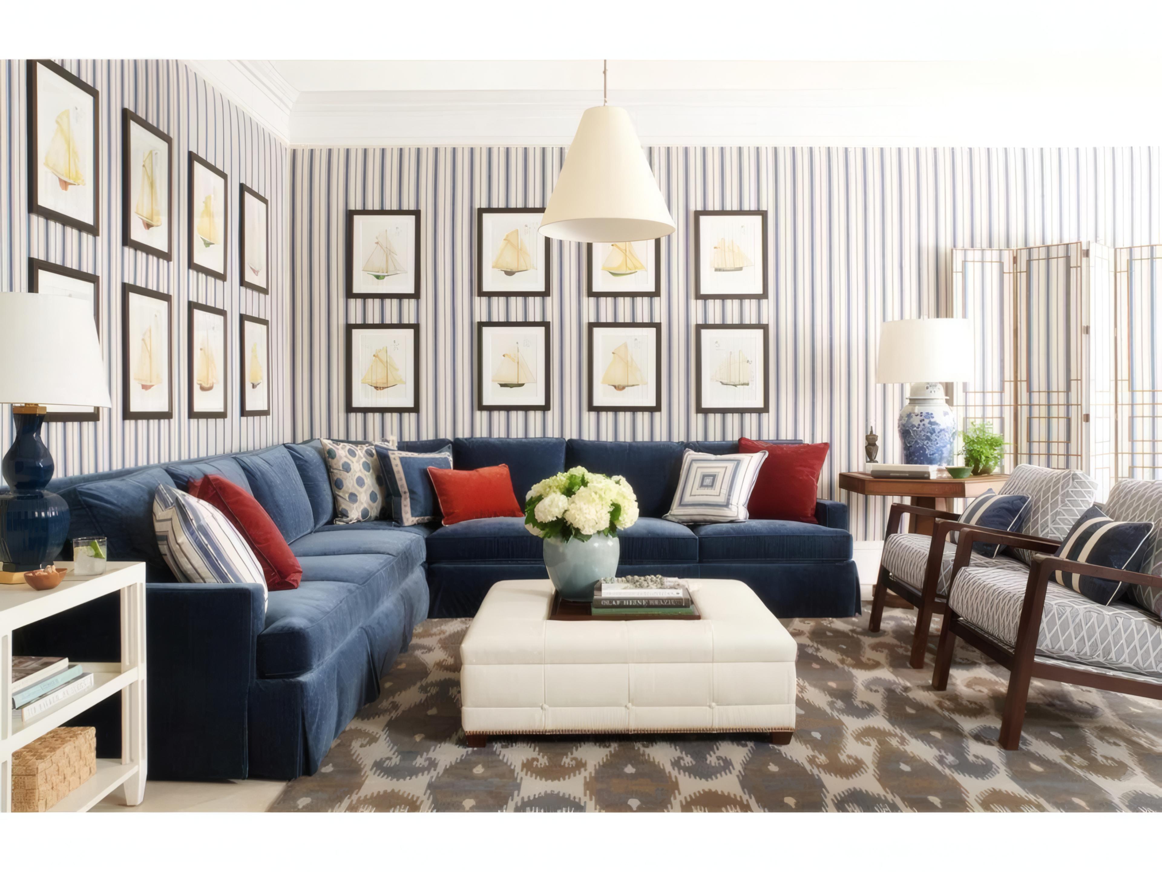 Mr. & Mrs. Howard Fairfax Blue Upholstered Sofa