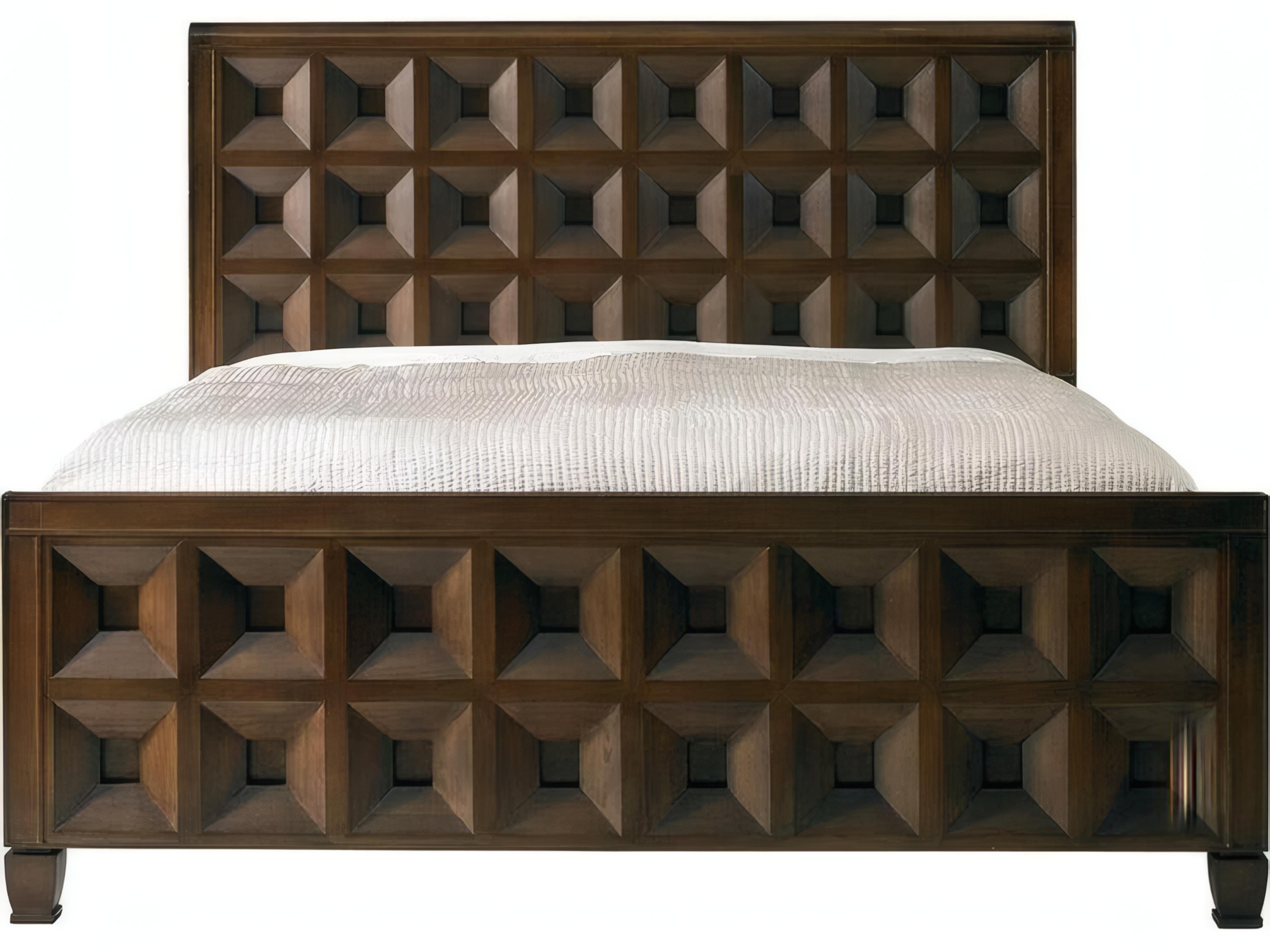 Vice Brown Walnut Wood King Panel Bed