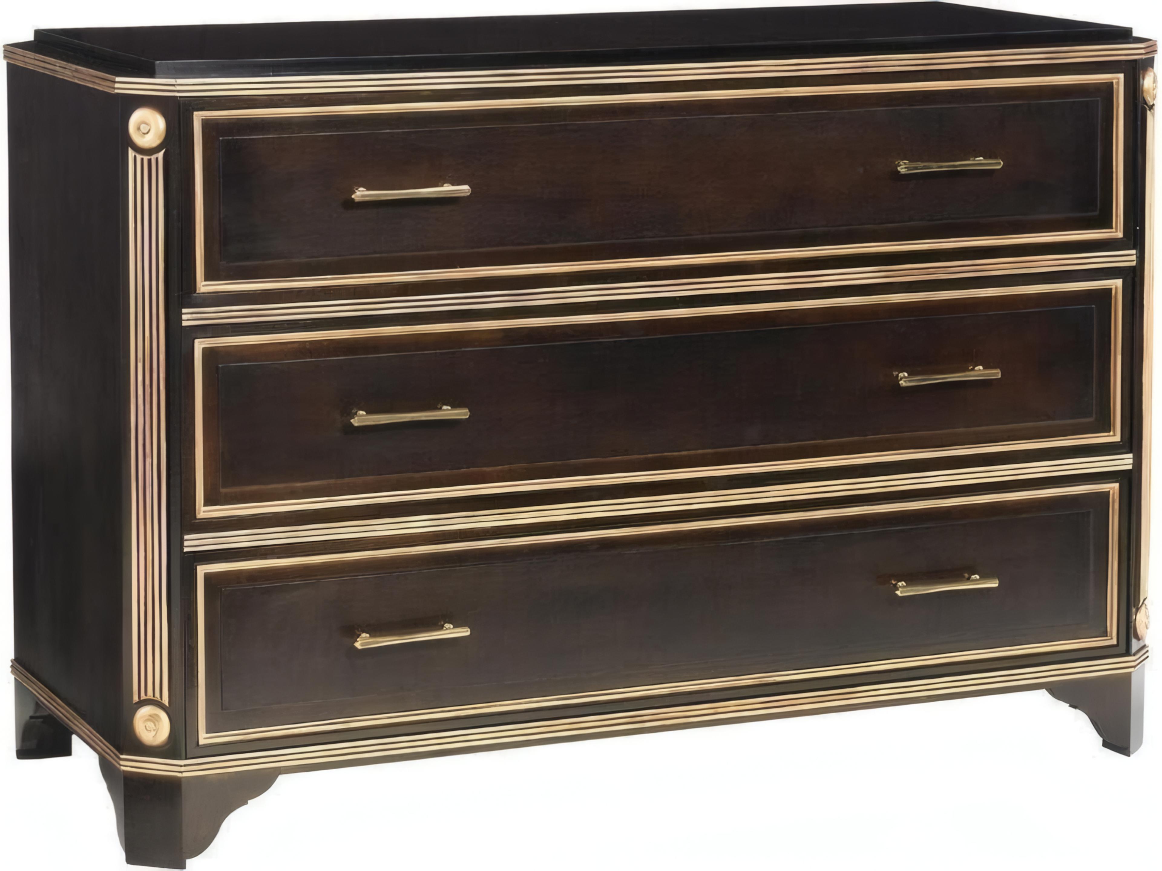 Directoire 3Drawers Brown Maple Wood Dresser