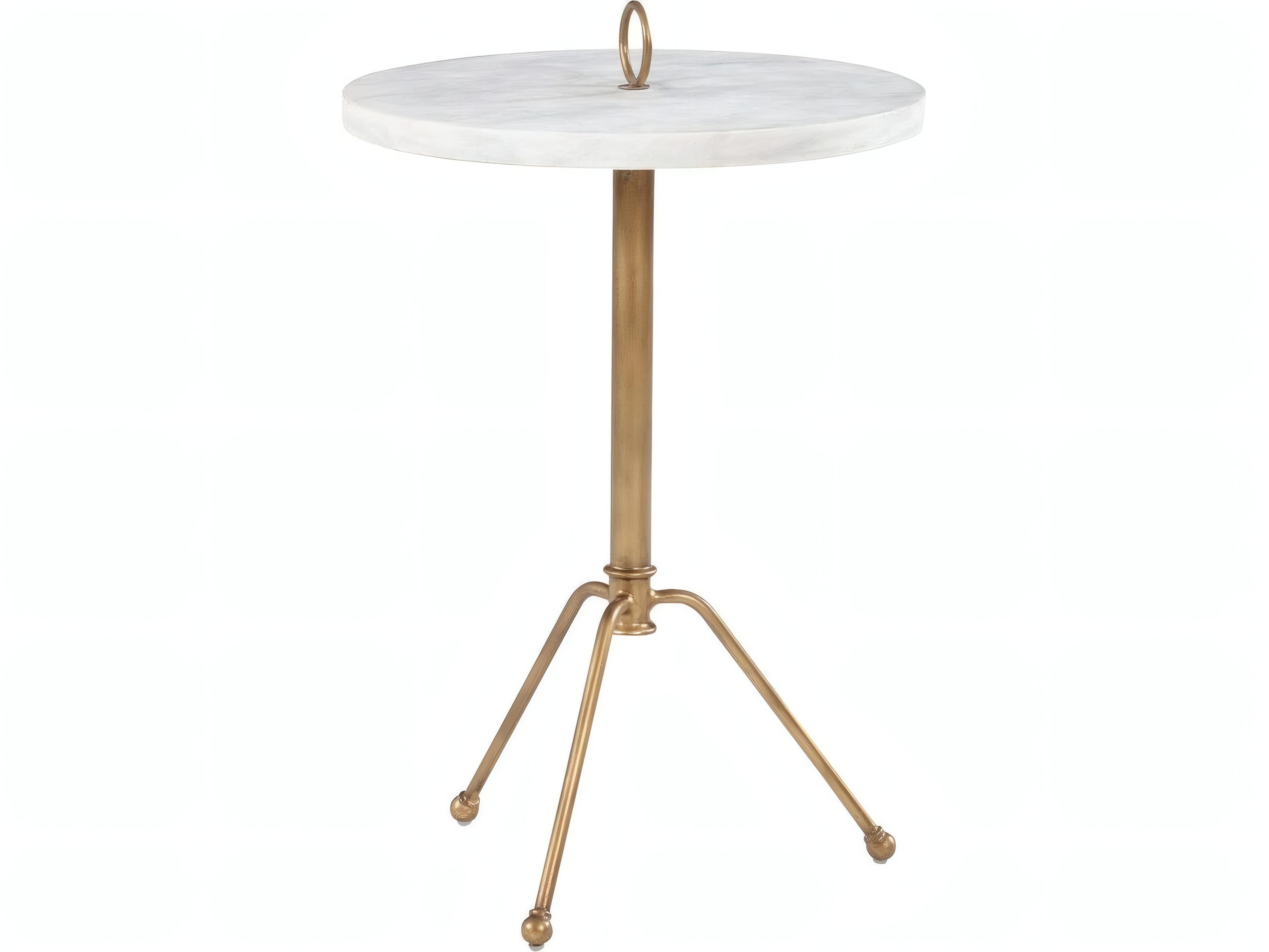 Bond Round Stone White Auric End Table