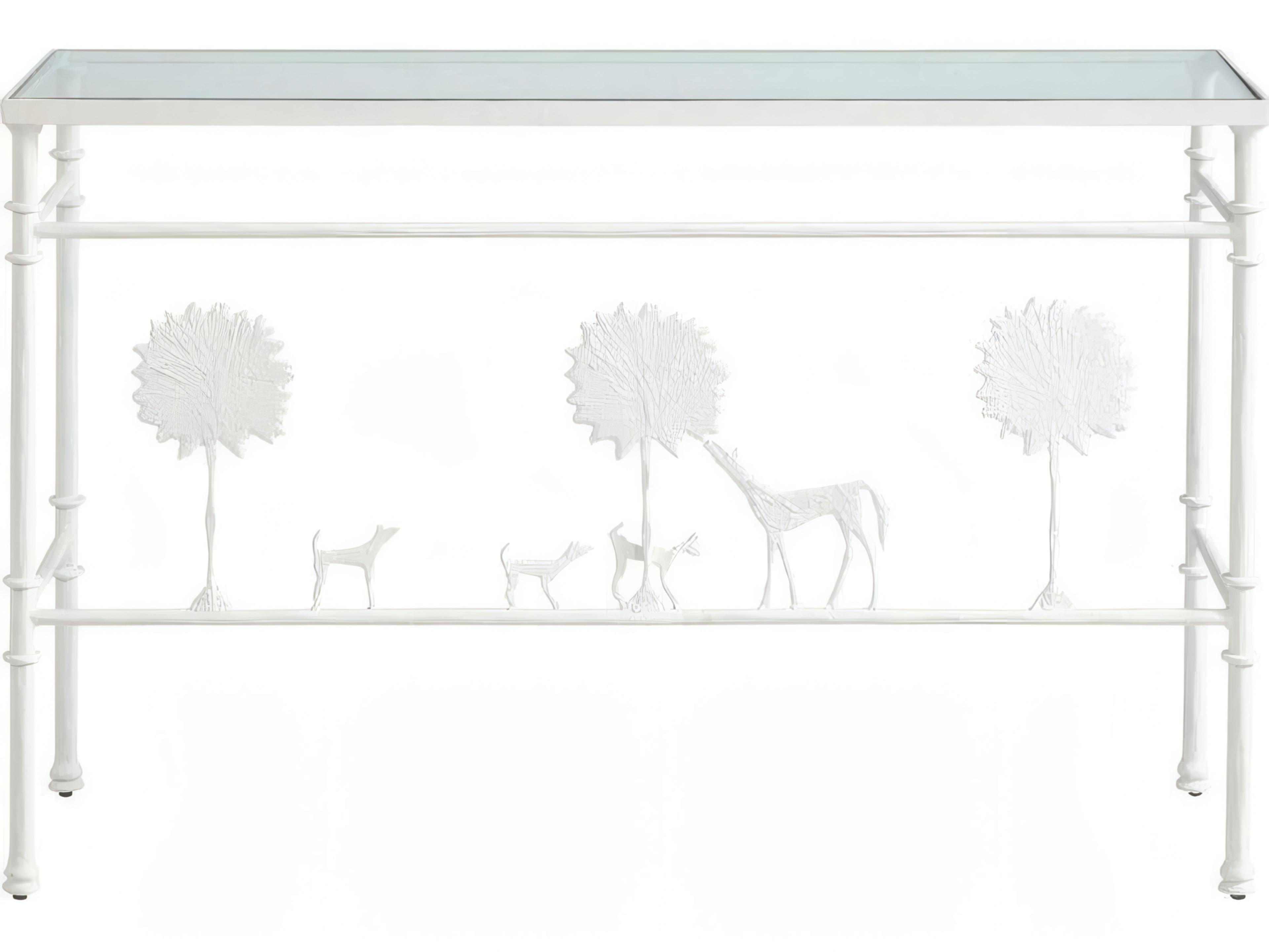 Mr. & Mrs. Howard Oskar Rectangular Glass Chalk White Aggregate Console Table