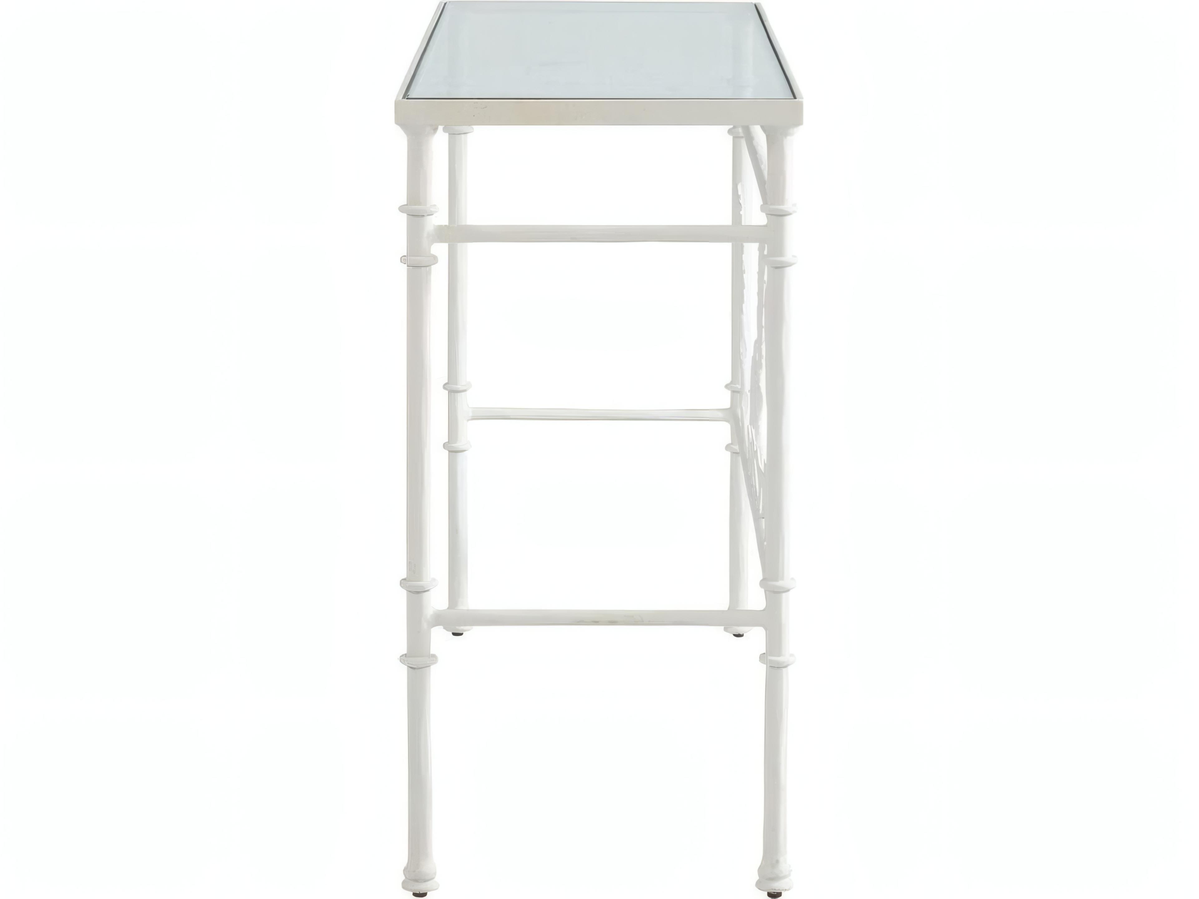 Mr. & Mrs. Howard Oskar Rectangular Glass Chalk White Aggregate Console Table