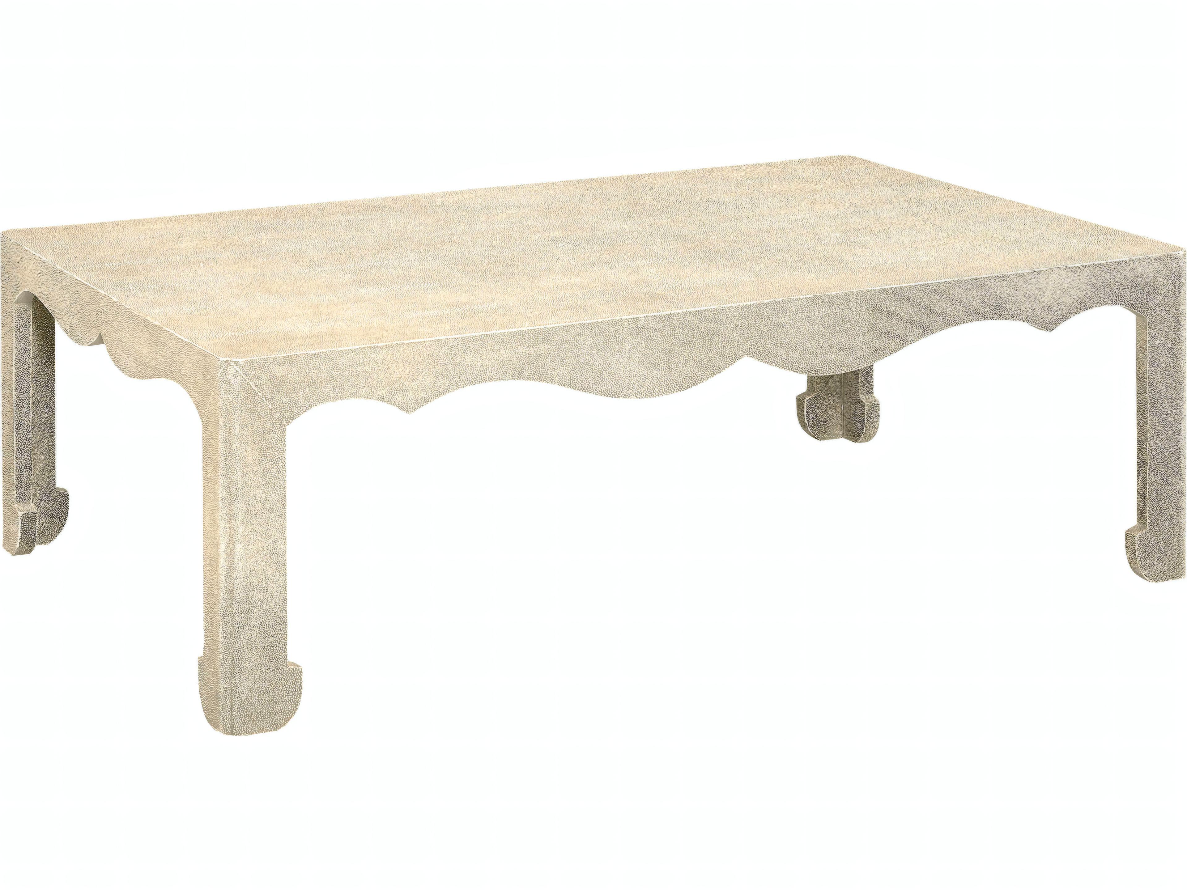 Chow Rectangular Wood Washed Linen Coffee Table