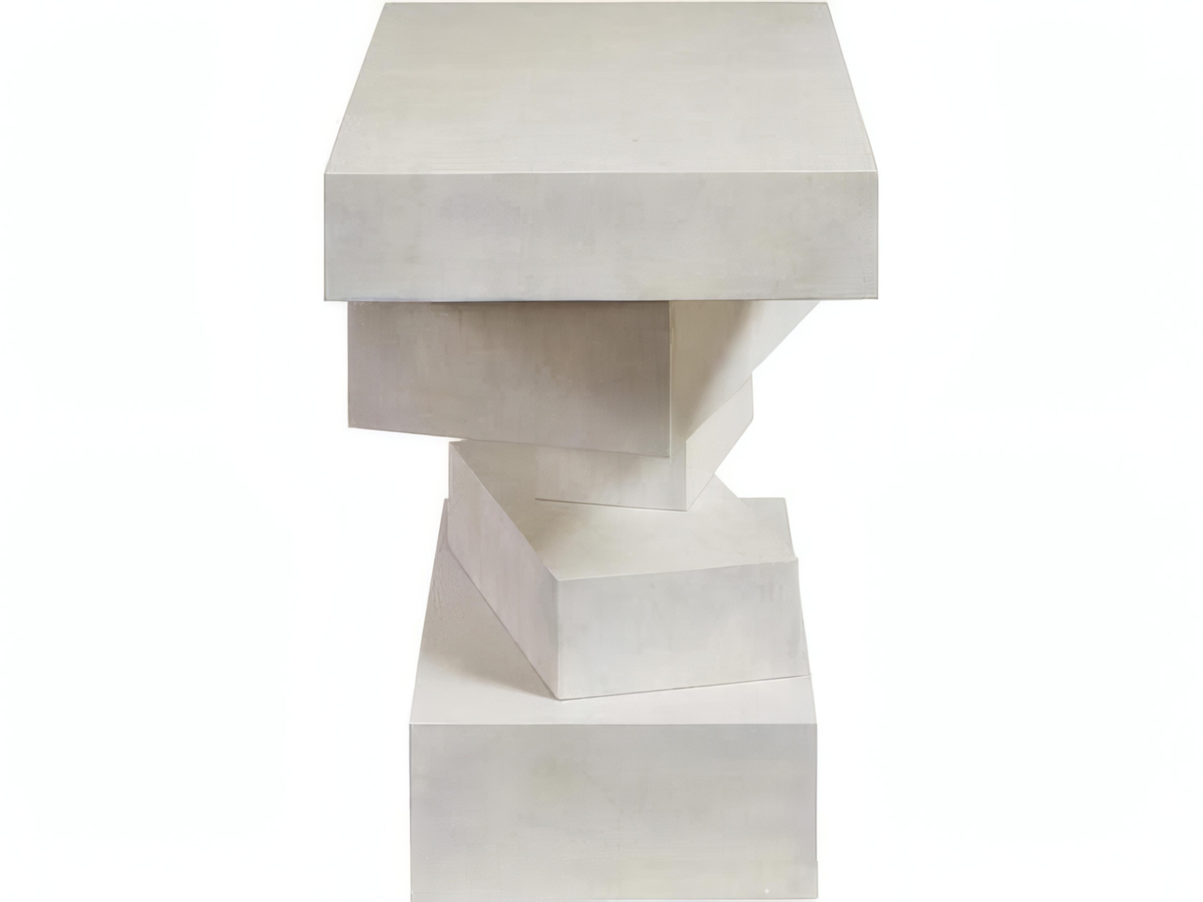 Mr. & Mrs. Howard Stacked Rectangular Wood White Vellum End Table