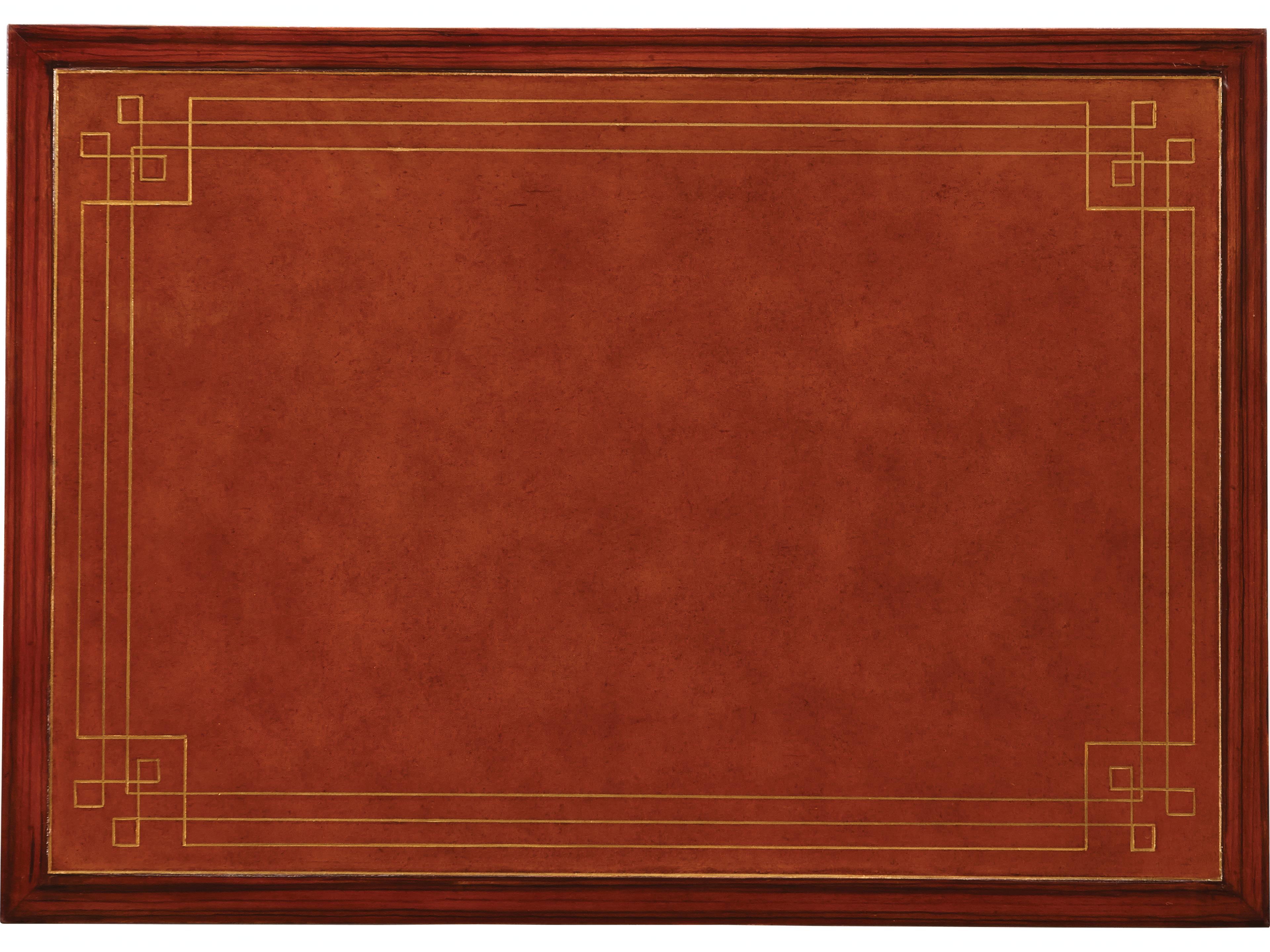 Mr. & Mrs. Howard Coco Rectangular Wood Gold Tooling On Top And Brass Ferrules End Table