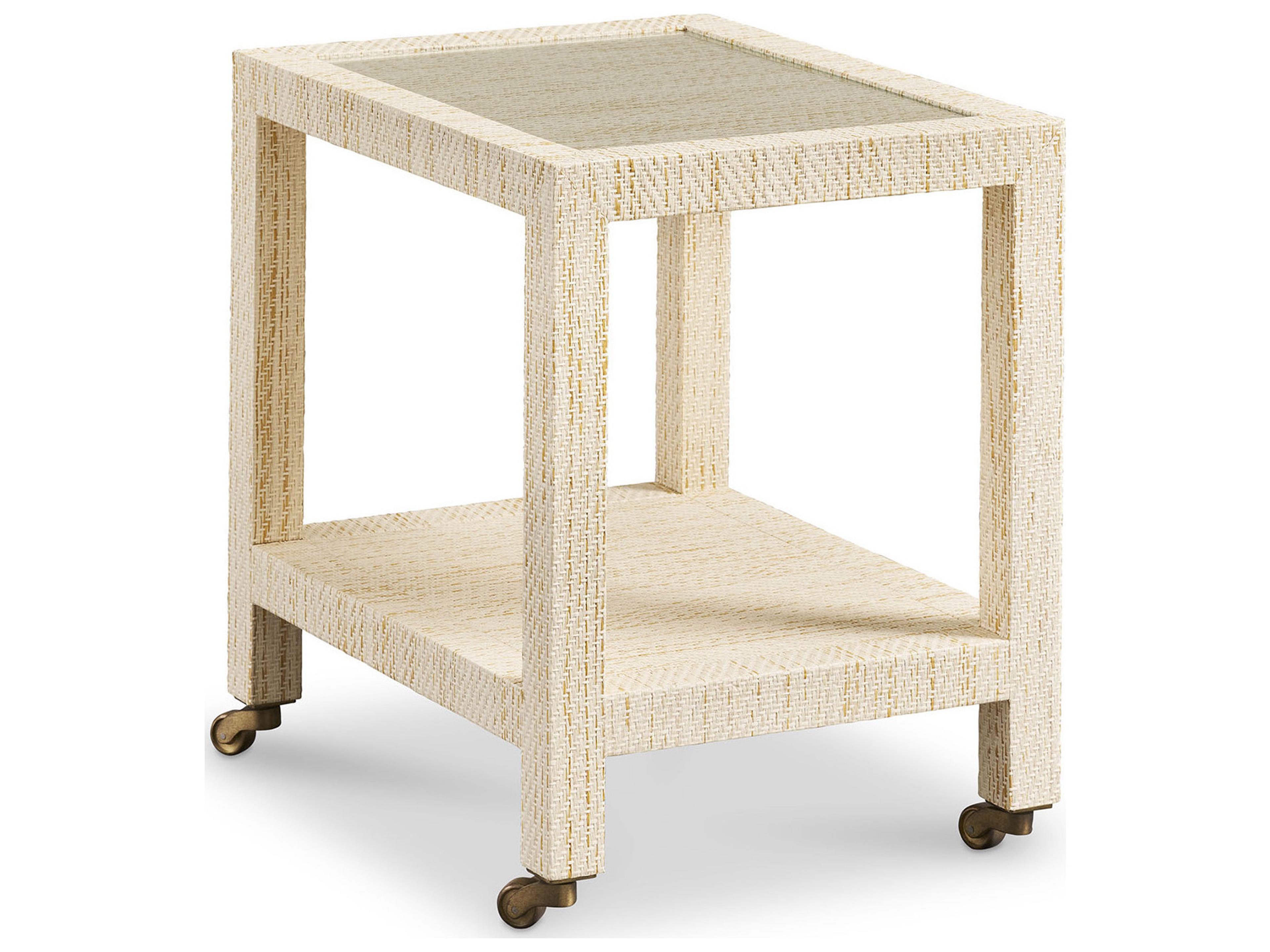 Lane Rectangular Glass Rattan End Table