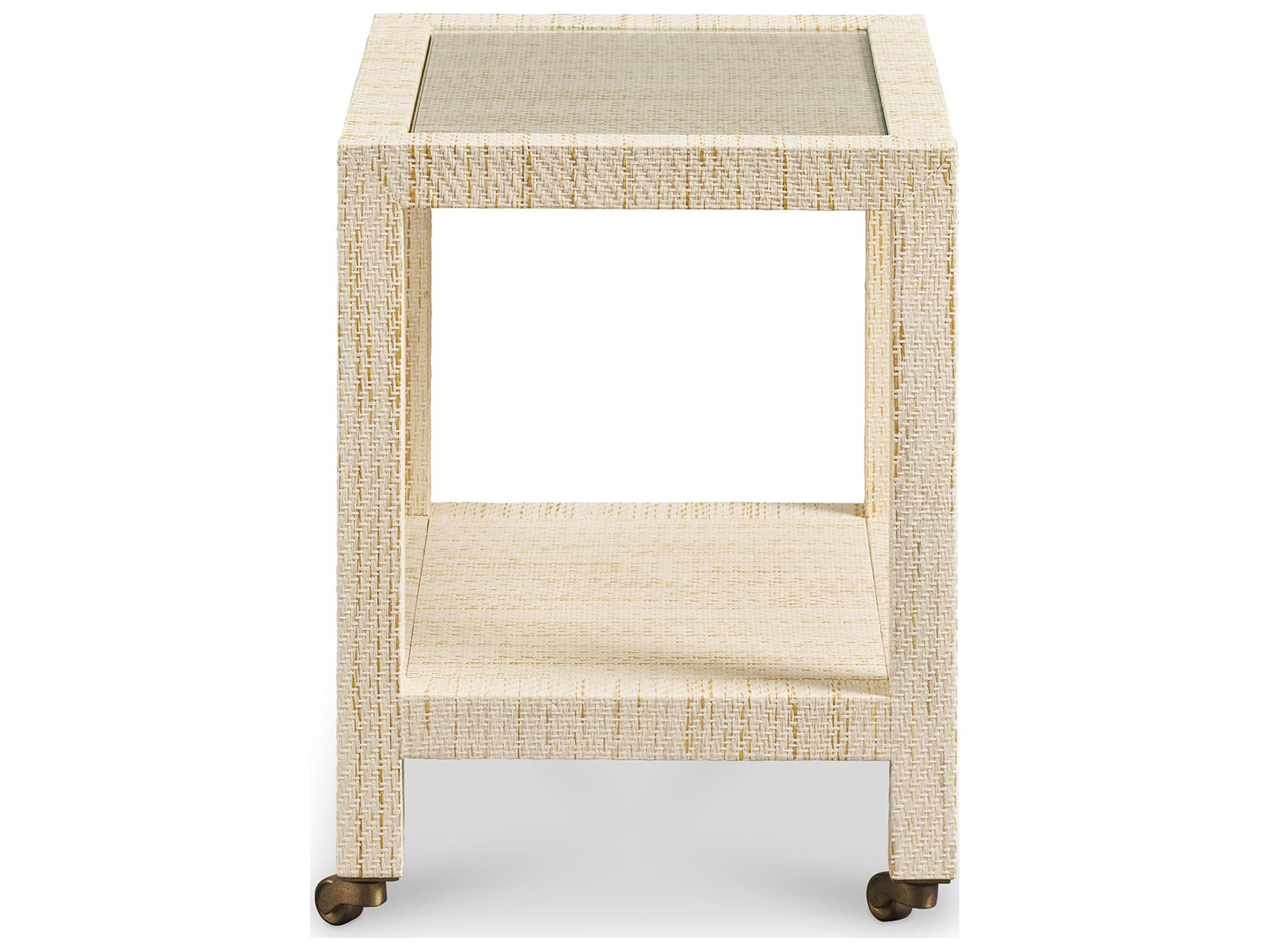 Mr. & Mrs. Howard Lane Rectangular Glass Rattan End Table
