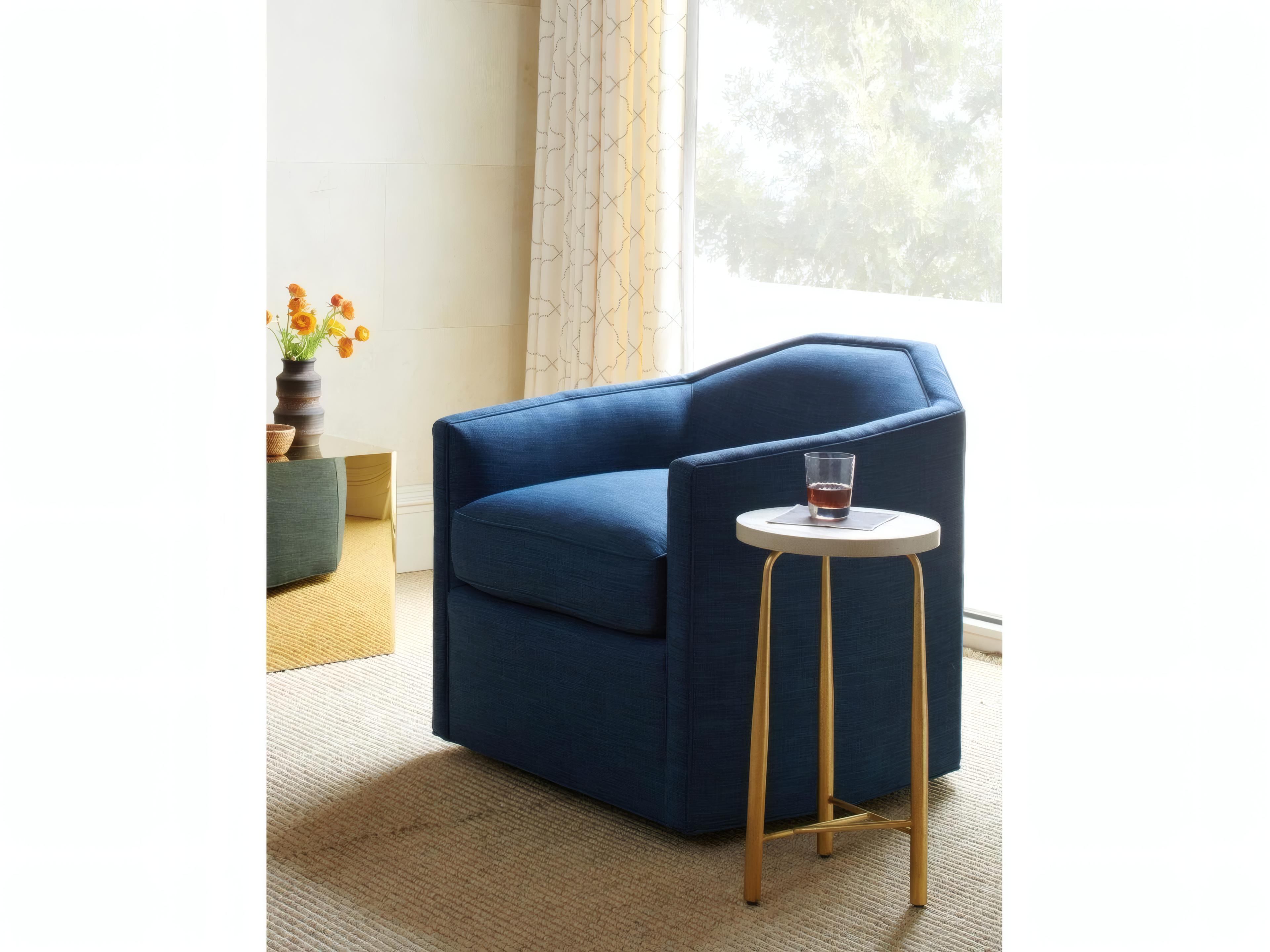 Mr. & Mrs. Howard Speakeasy Swivel Blue Accent Chair