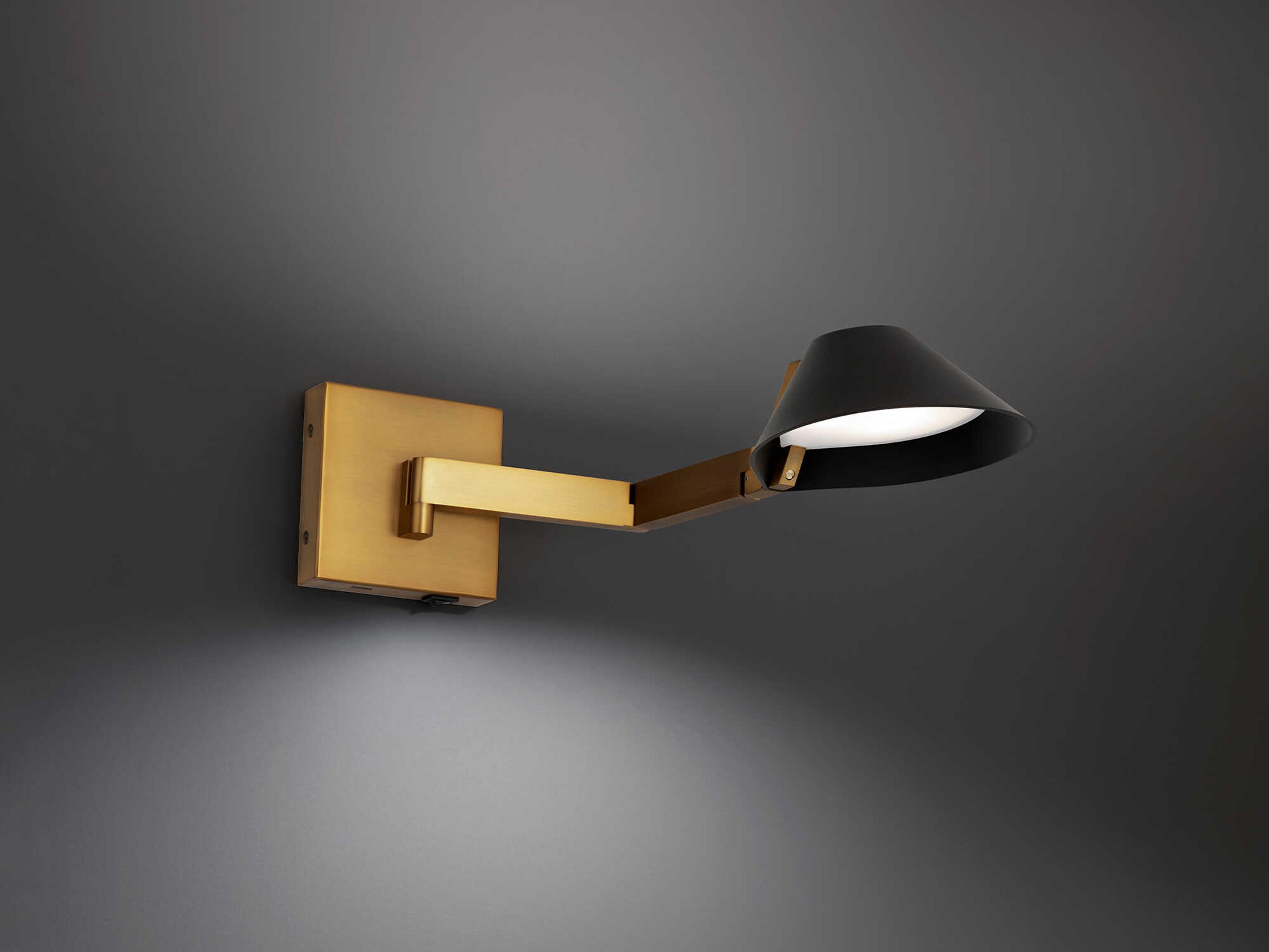 Modern Forms Pavilion 1-Light Black Aged Brass Swing Wall Sconce