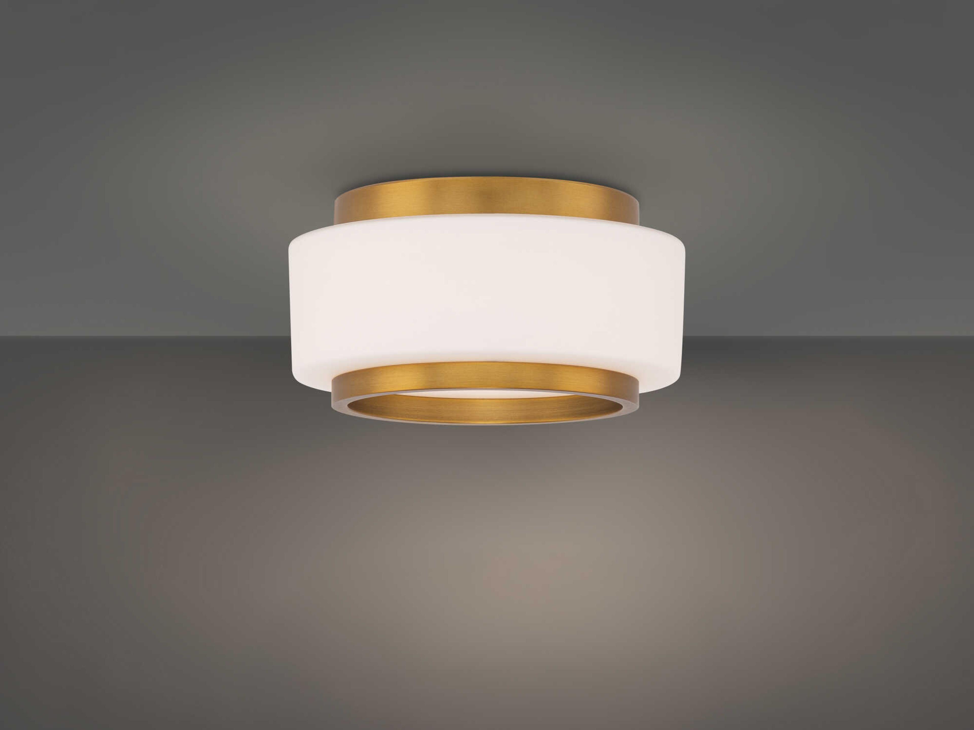Modern Forms Preston 1-Light Aged Brass Drum Flush Mount