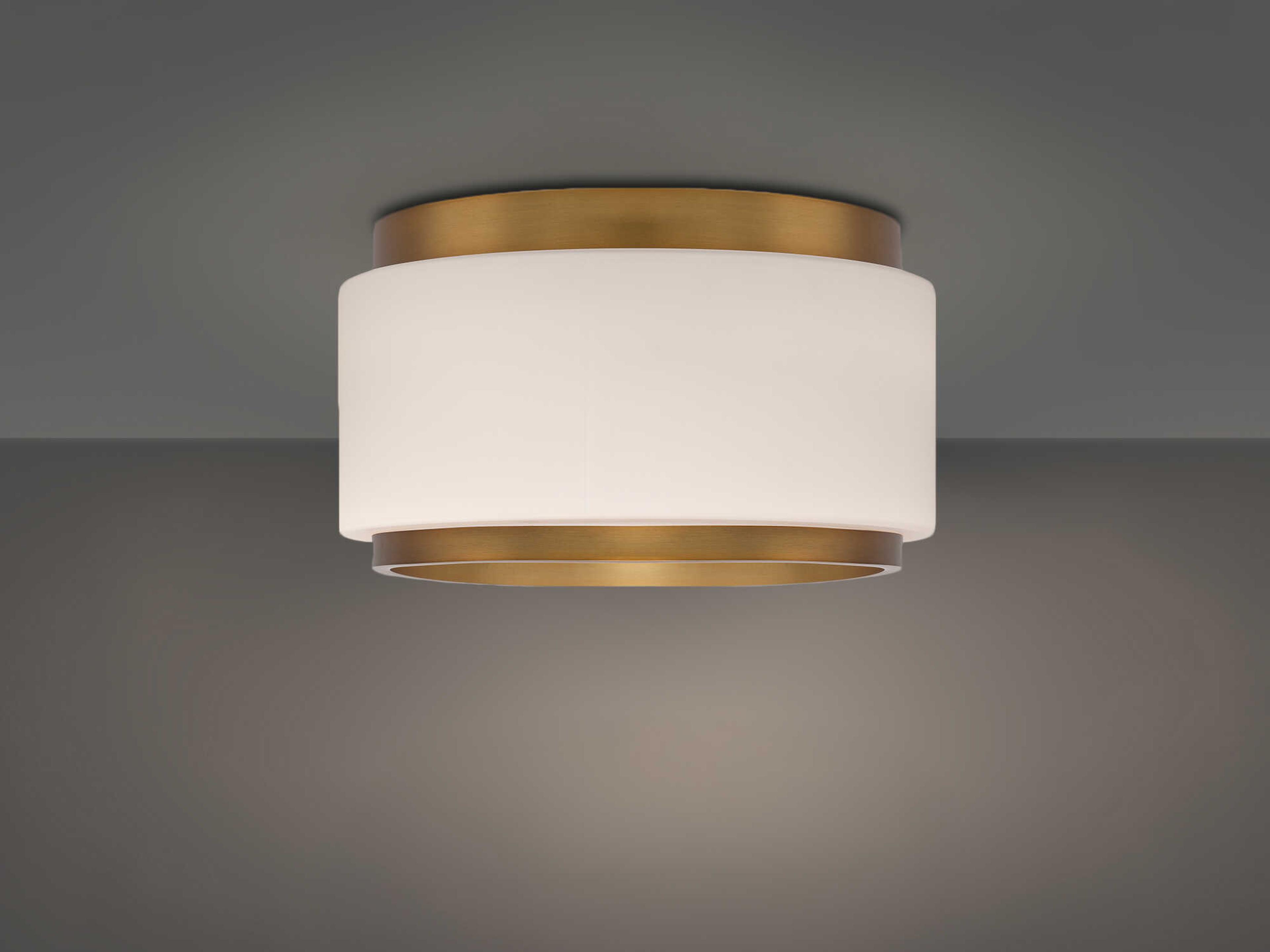 Modern Forms Preston 1-Light Aged Brass Drum Flush Mount