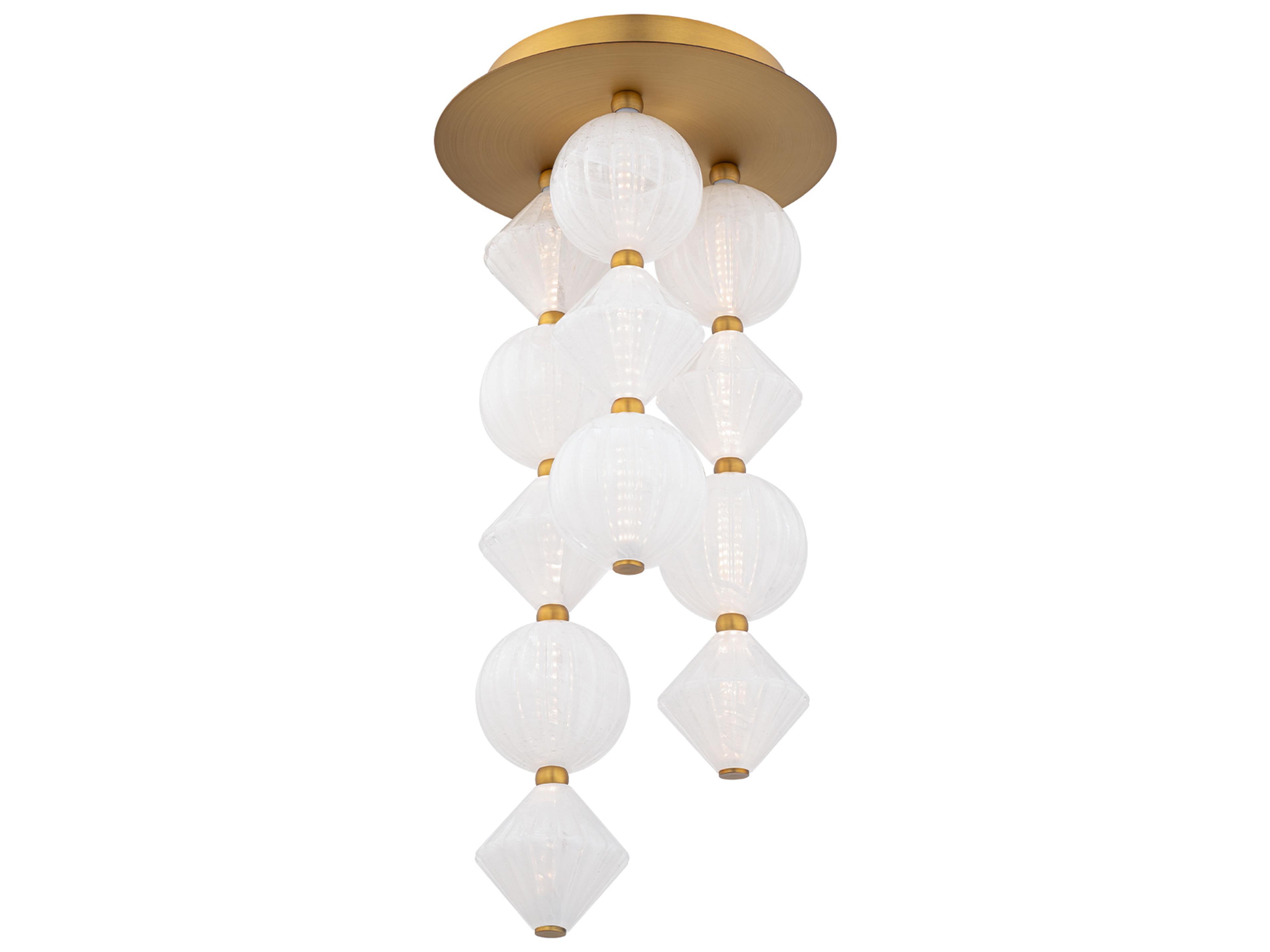 Modern Forms Pearla 12-Light Aged Brass Geometric Semi Flush Mount