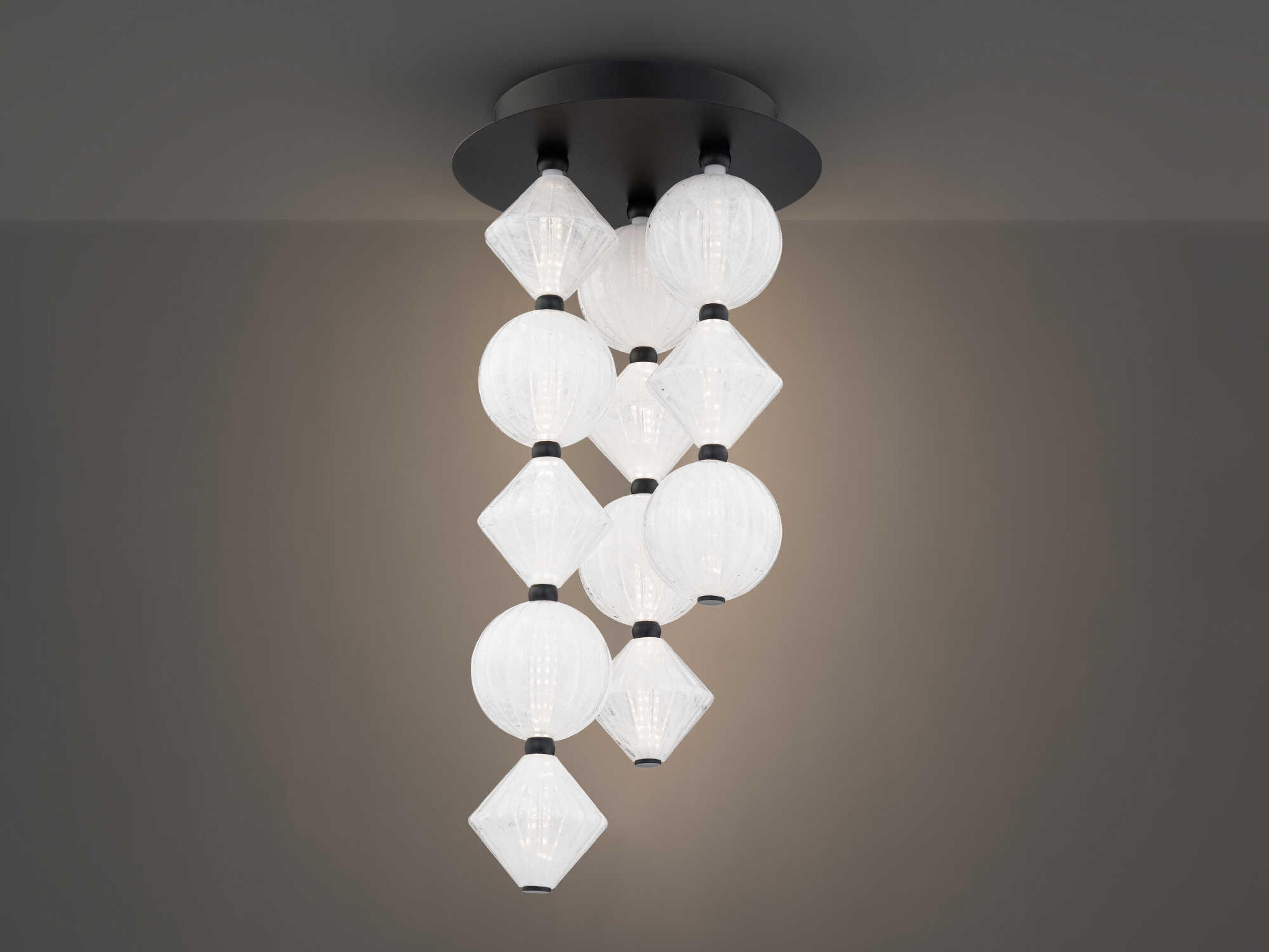 Modern Forms Pearla 12-Light Black Geometric Semi Flush Mount