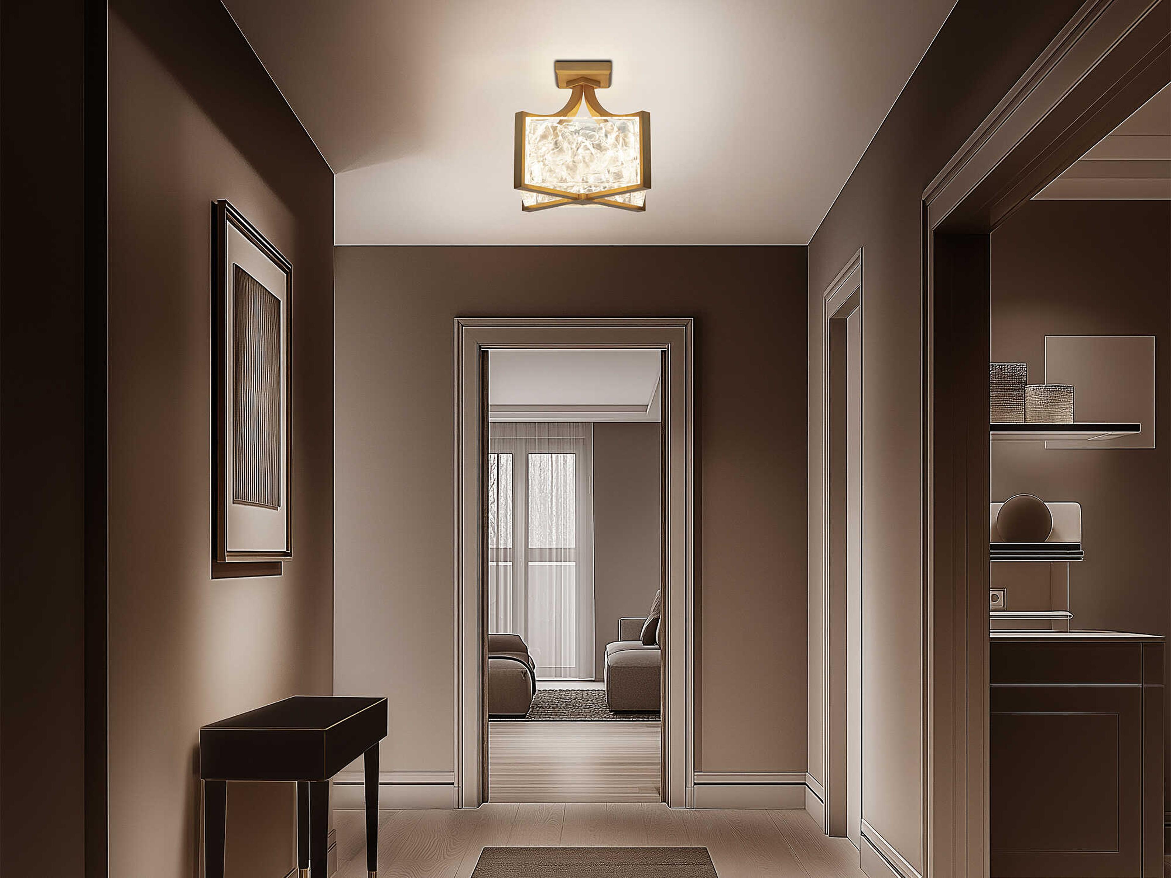 Modern Forms Emblem 1-Light Aged Brass Semi Flush Mount