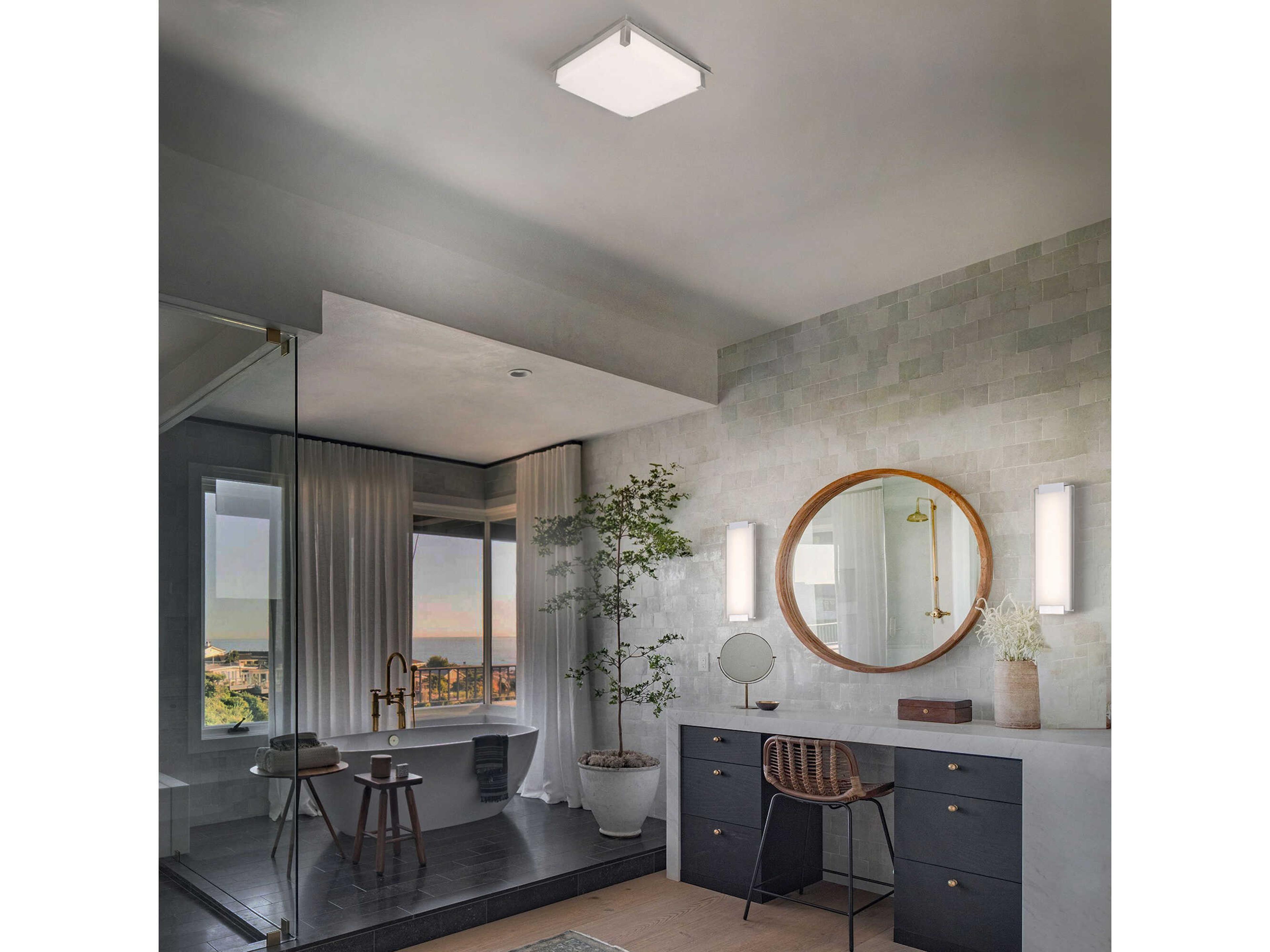 Modern Forms Polar 1-Light Brushed Nickel Glass LED Geometric Flush Mount