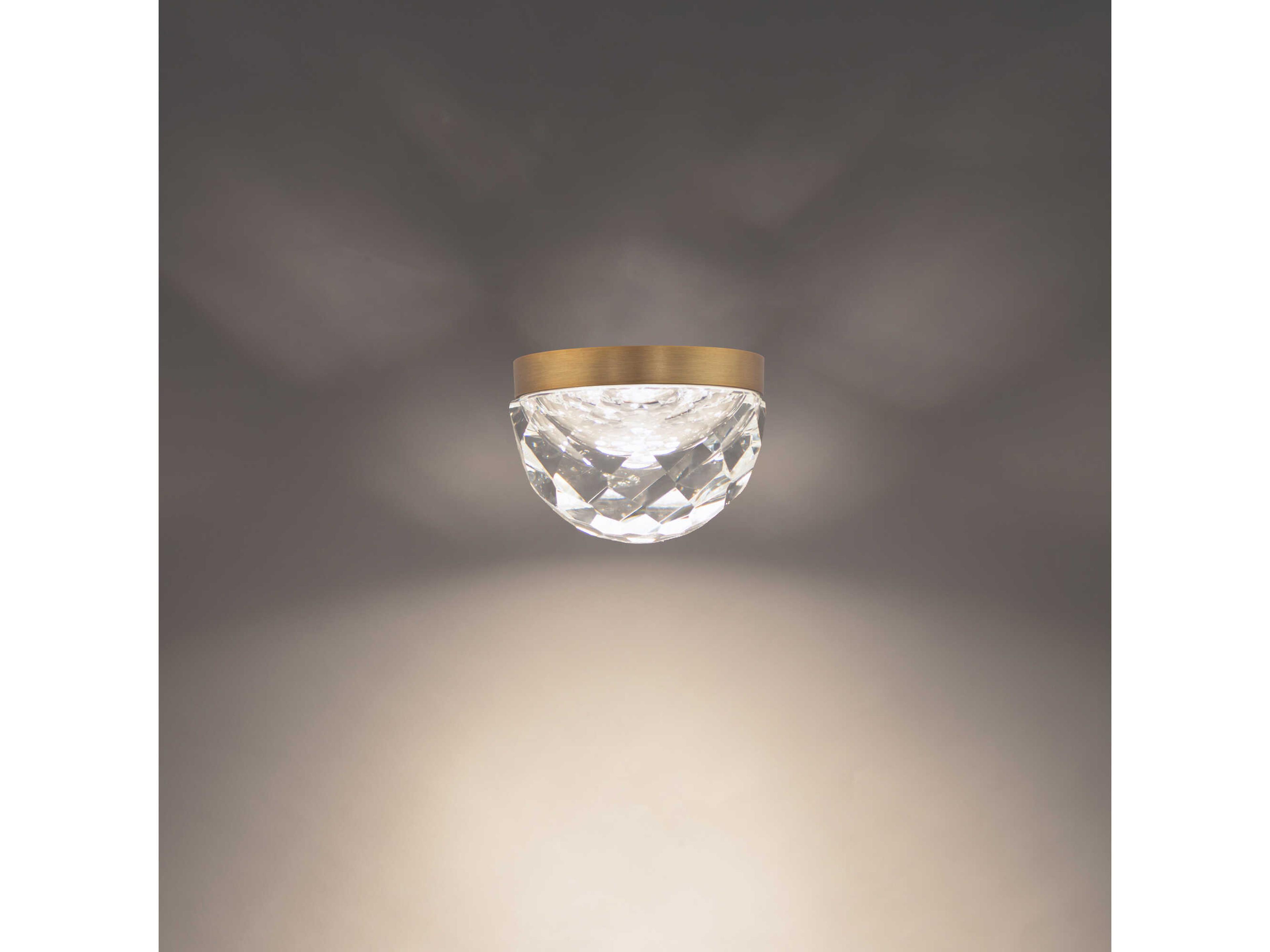 Modern Forms Cascade 1-Light Aged Brass Crystal LED Dome Flush Mount