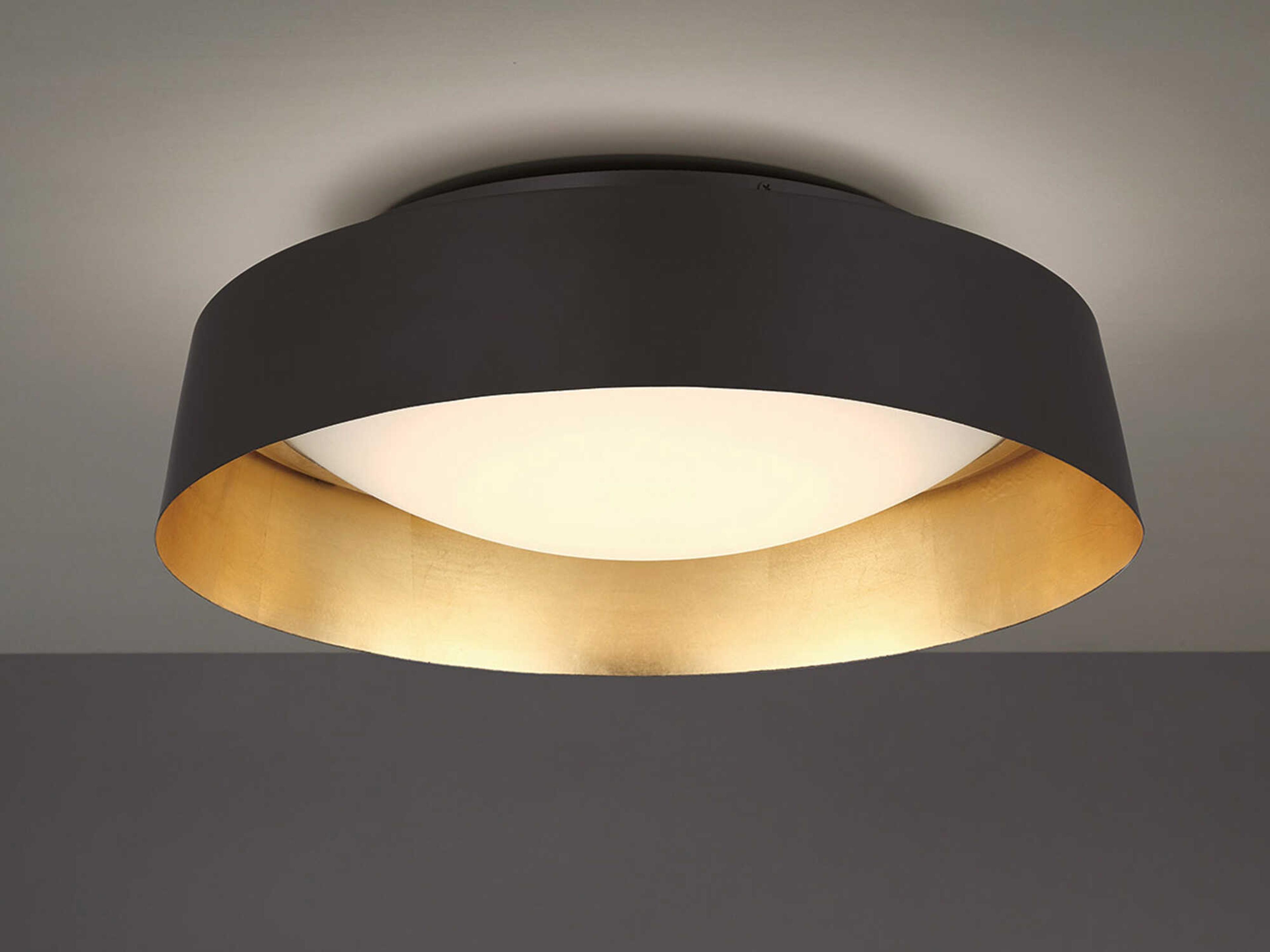 Modern Forms Gilt 1-Light Black Gold Leaf LED Round Flush Mount