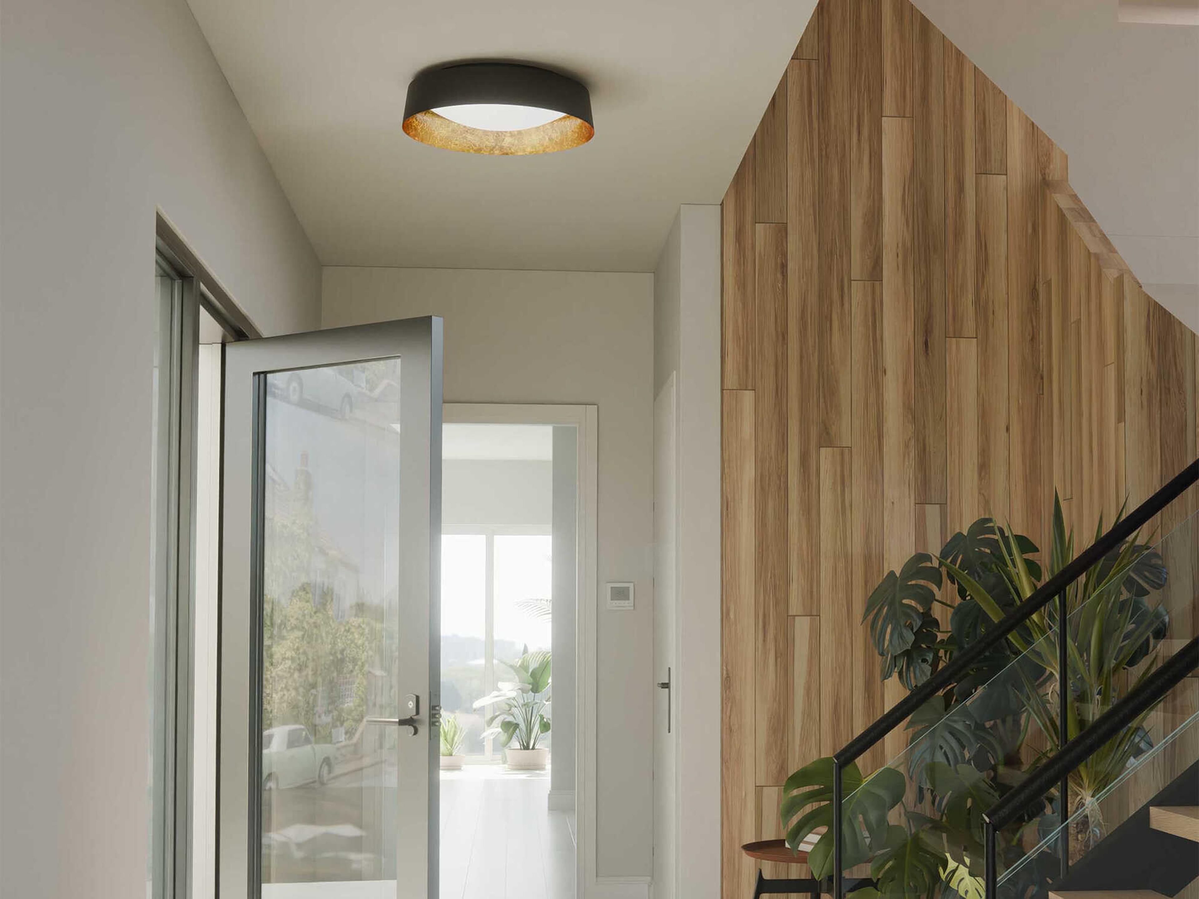 Modern Forms Gilt 1-Light Bronze Gold Leaf Black Round Flush Mount