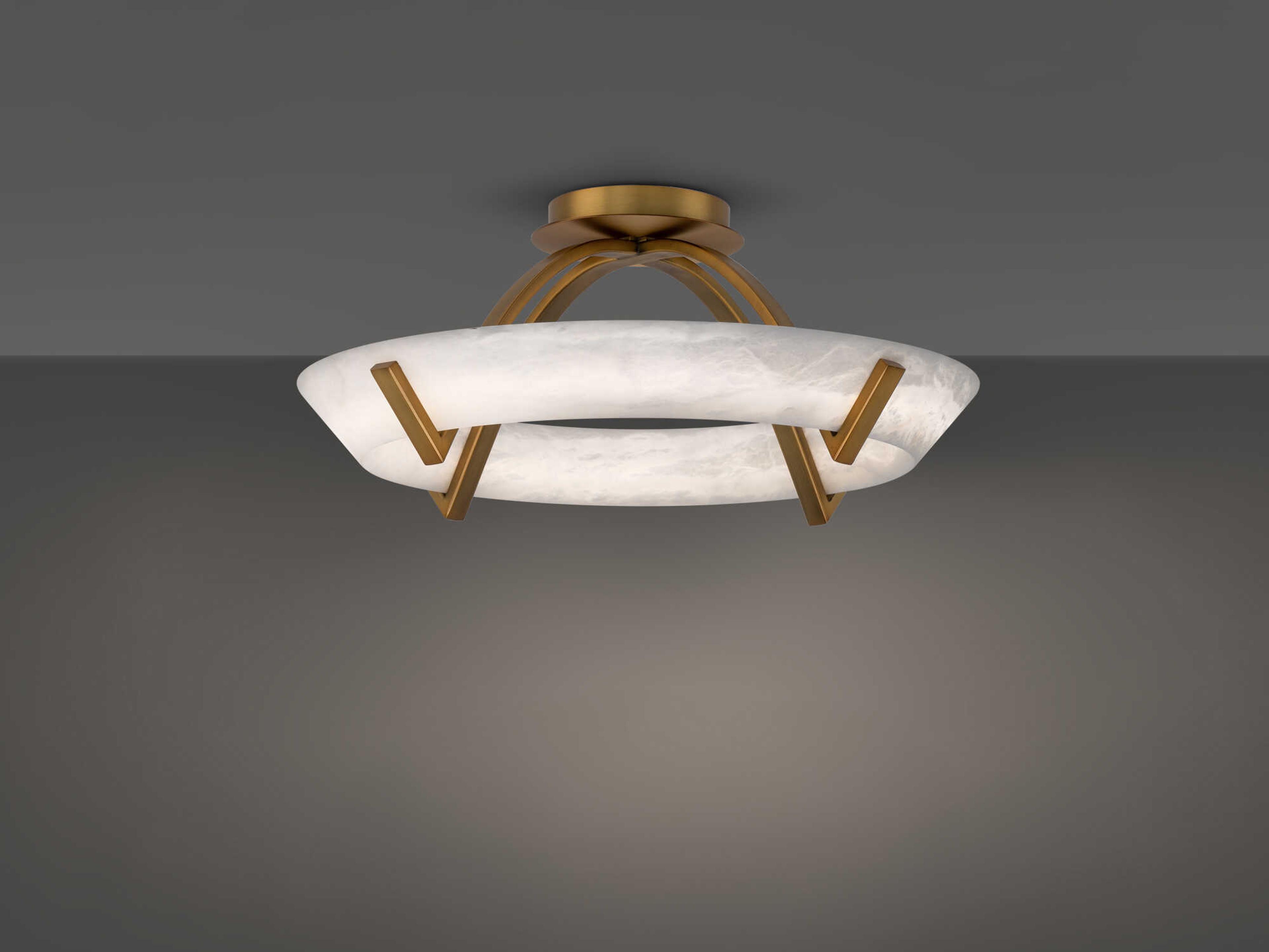 Modern Forms Copa 1-Light Aged Brass Round Semi Flush Mount