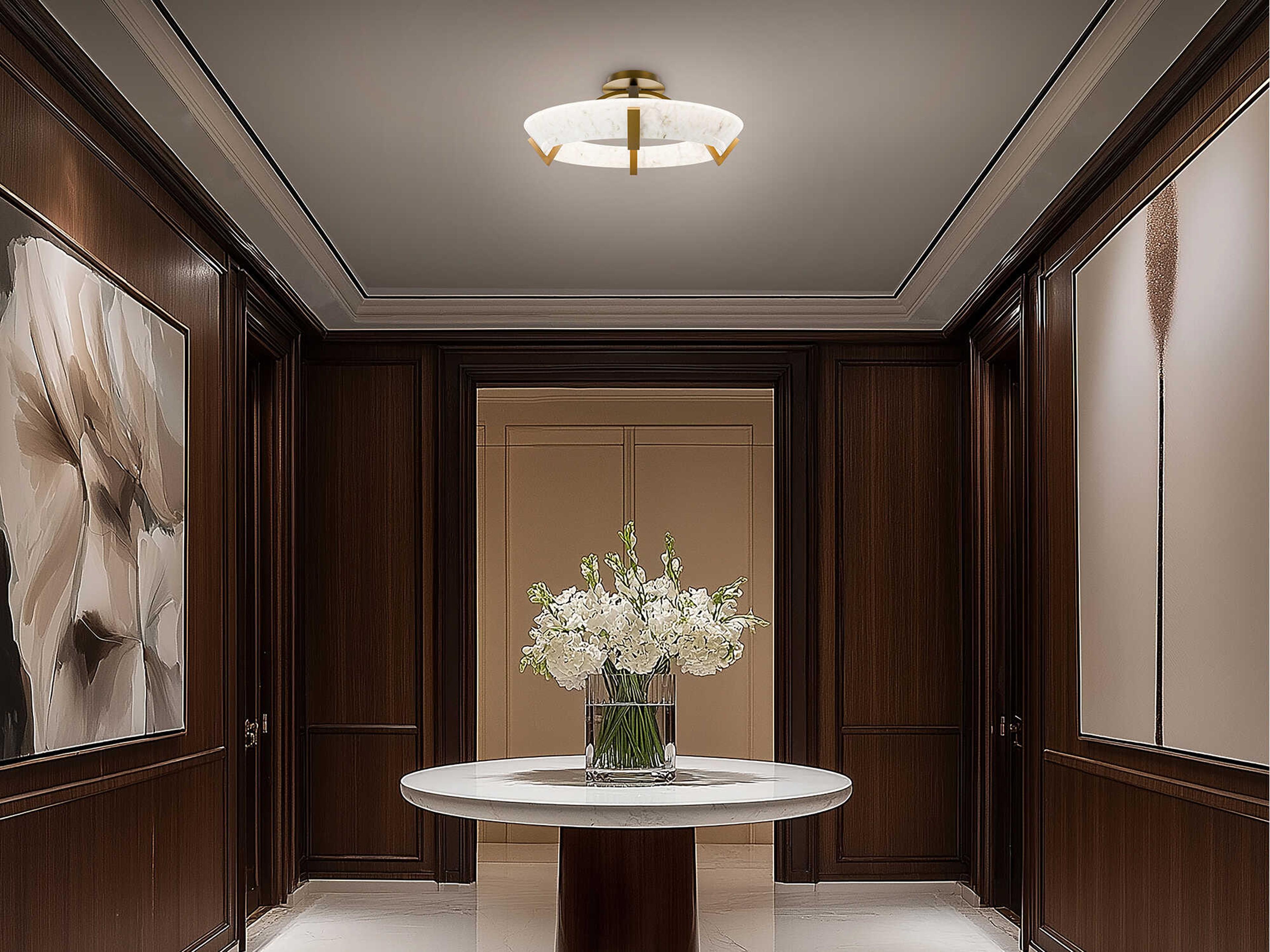 Modern Forms Copa 1-Light Aged Brass Round Semi Flush Mount