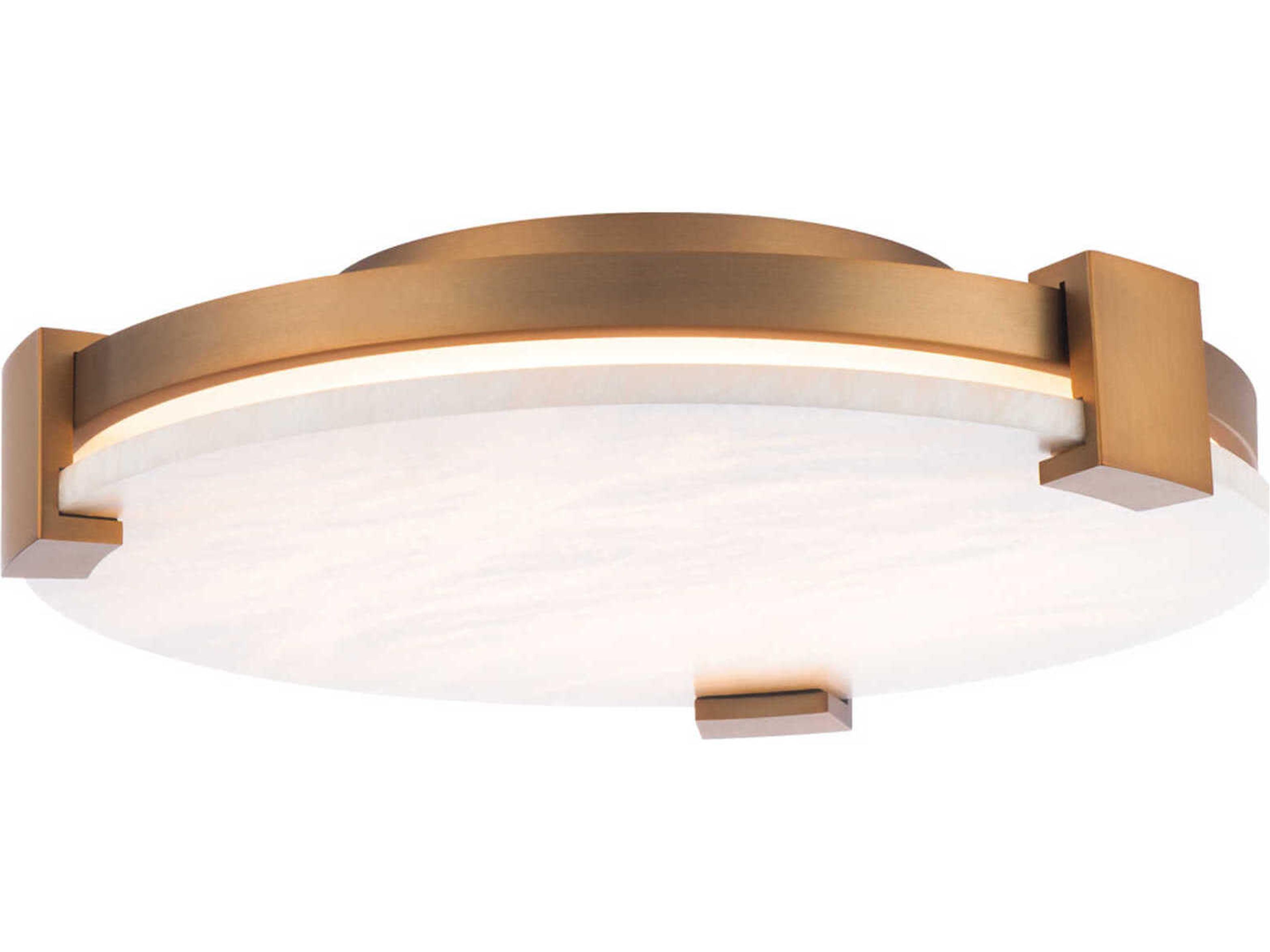 Catalonia 17 Inch LED Flush Mount Aged Brass Alabaster Light