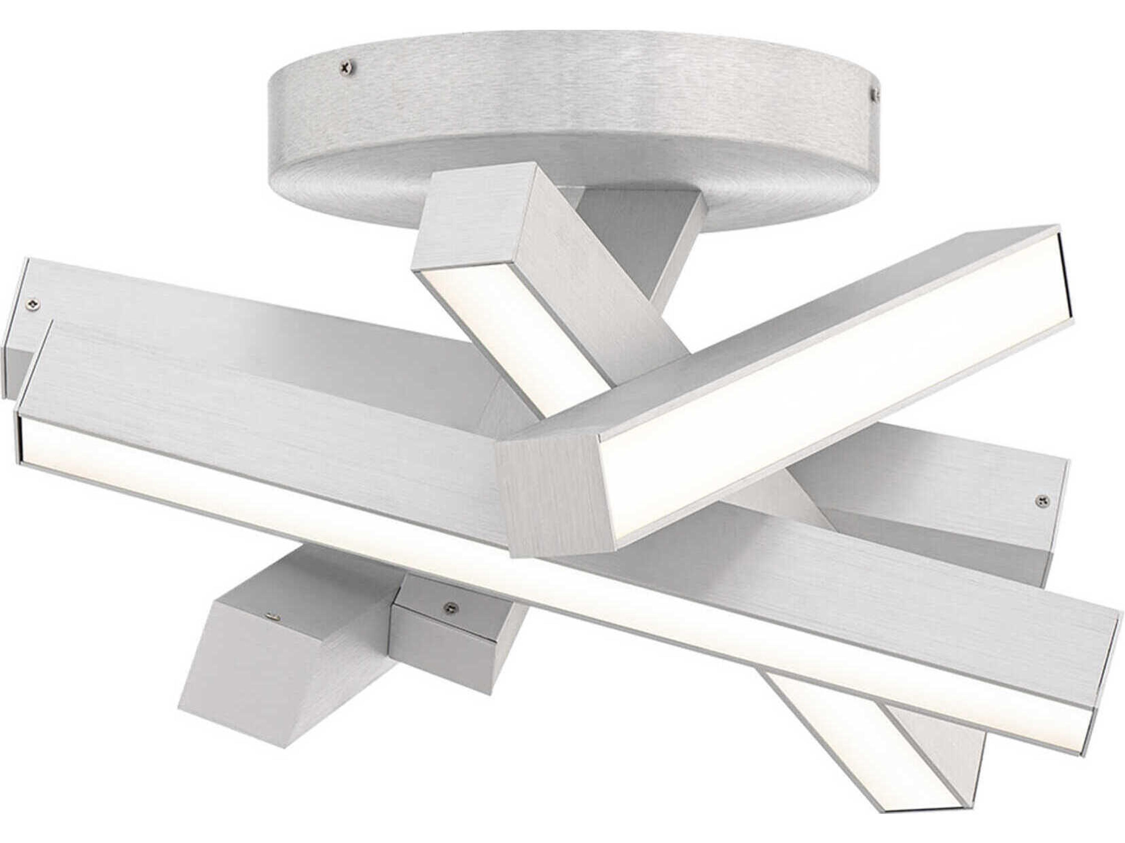 Chaos 5-Light Brushed Aluminum Silver Geometric Semi Flush Mount
