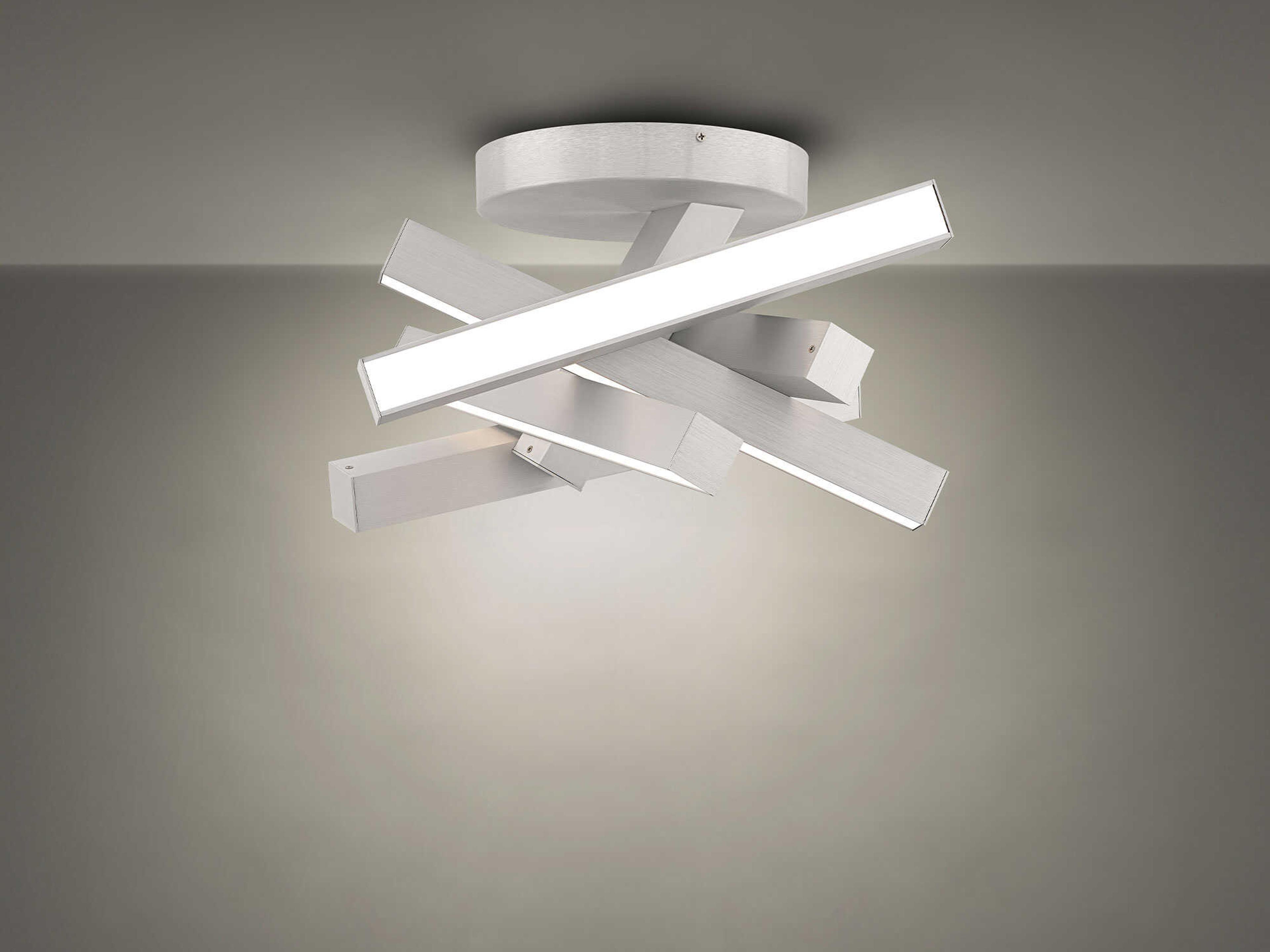 Modern Forms Chaos 5-Light Brushed Aluminum Silver Geometric Semi Flush Mount