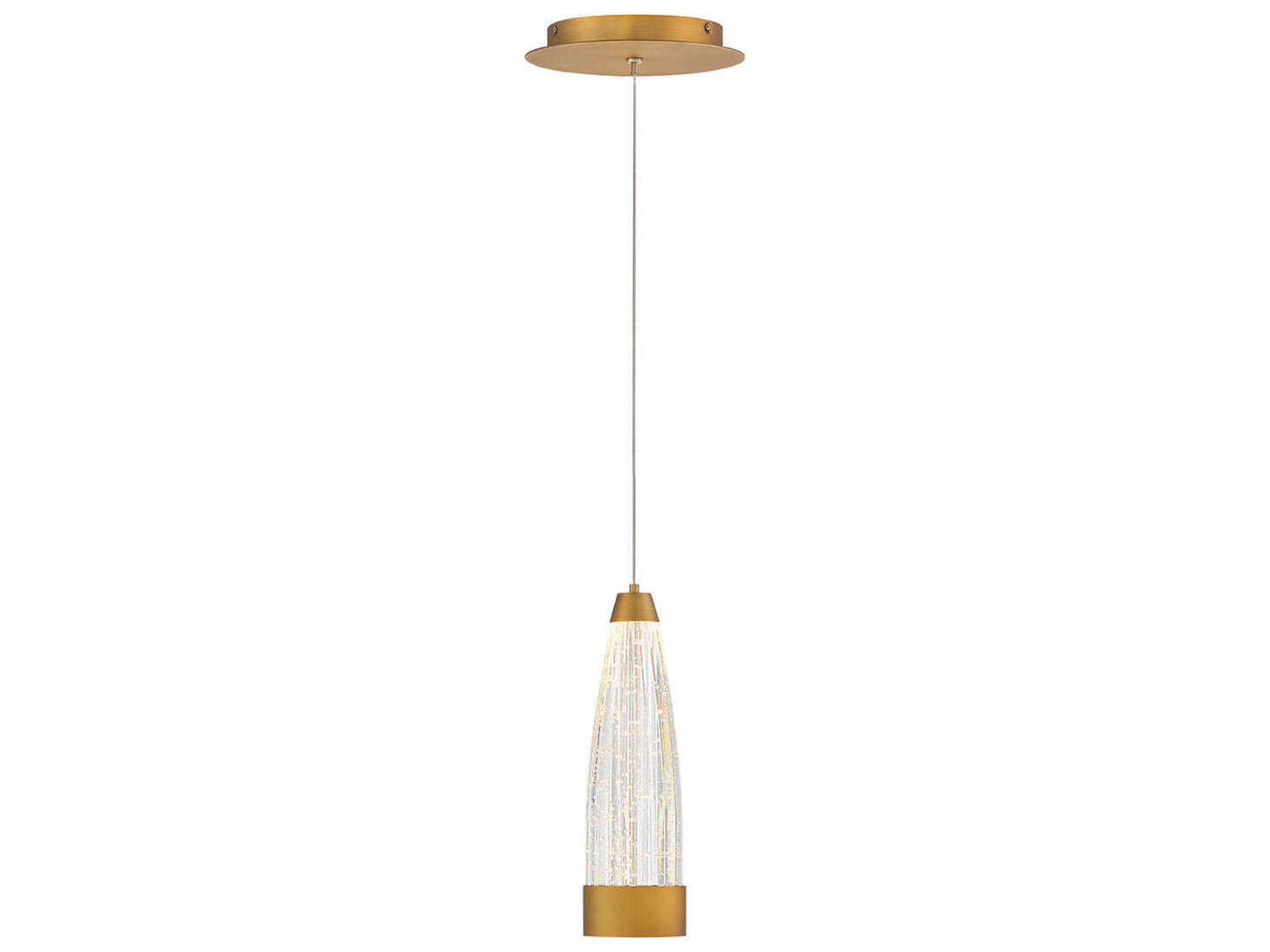 Mystic 1-Light Aged Brass Crystal LED Cylinder Mini Pendant