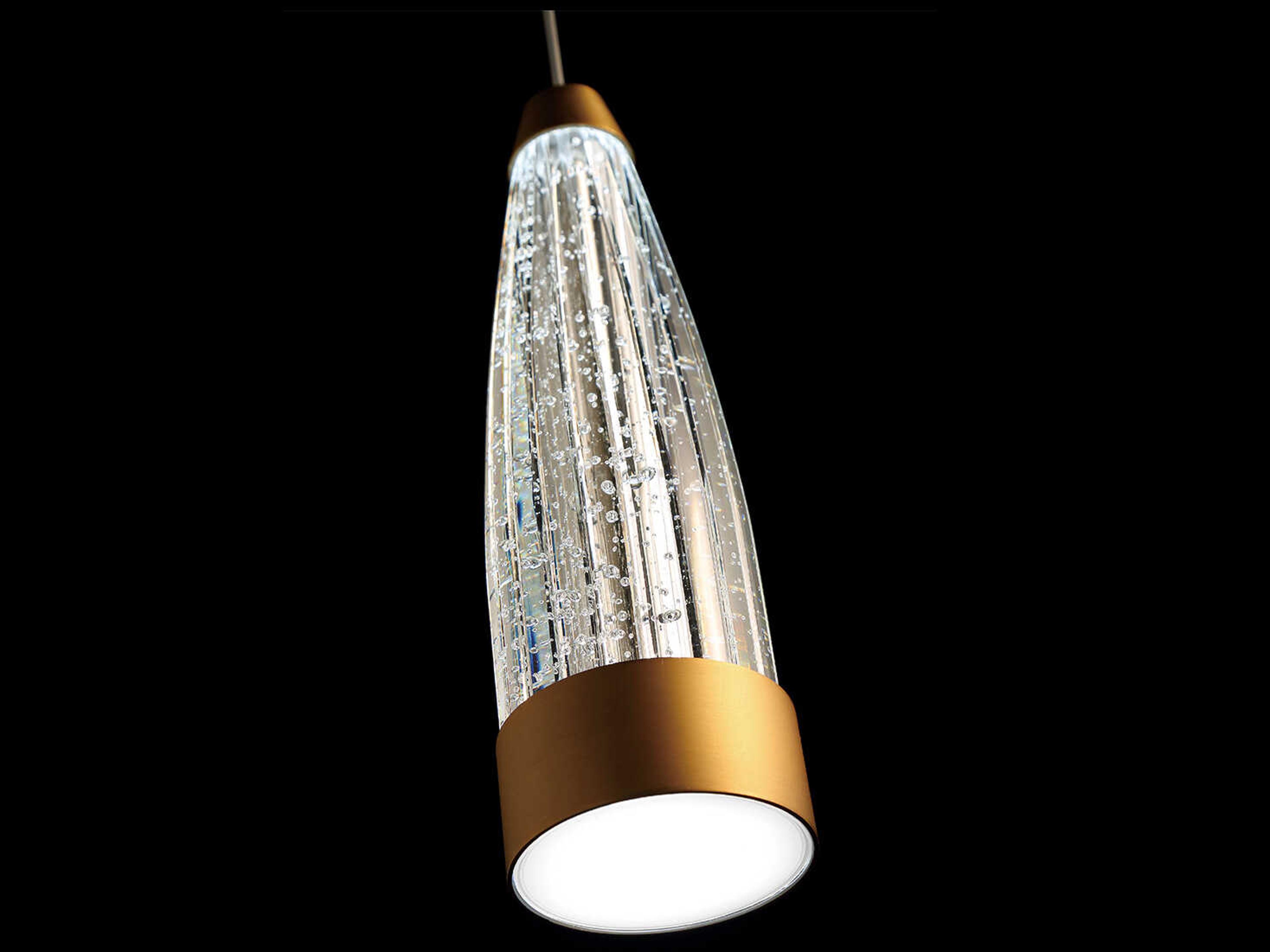 Modern Forms Mystic 1-Light Aged Brass Crystal LED Cylinder Mini Pendant