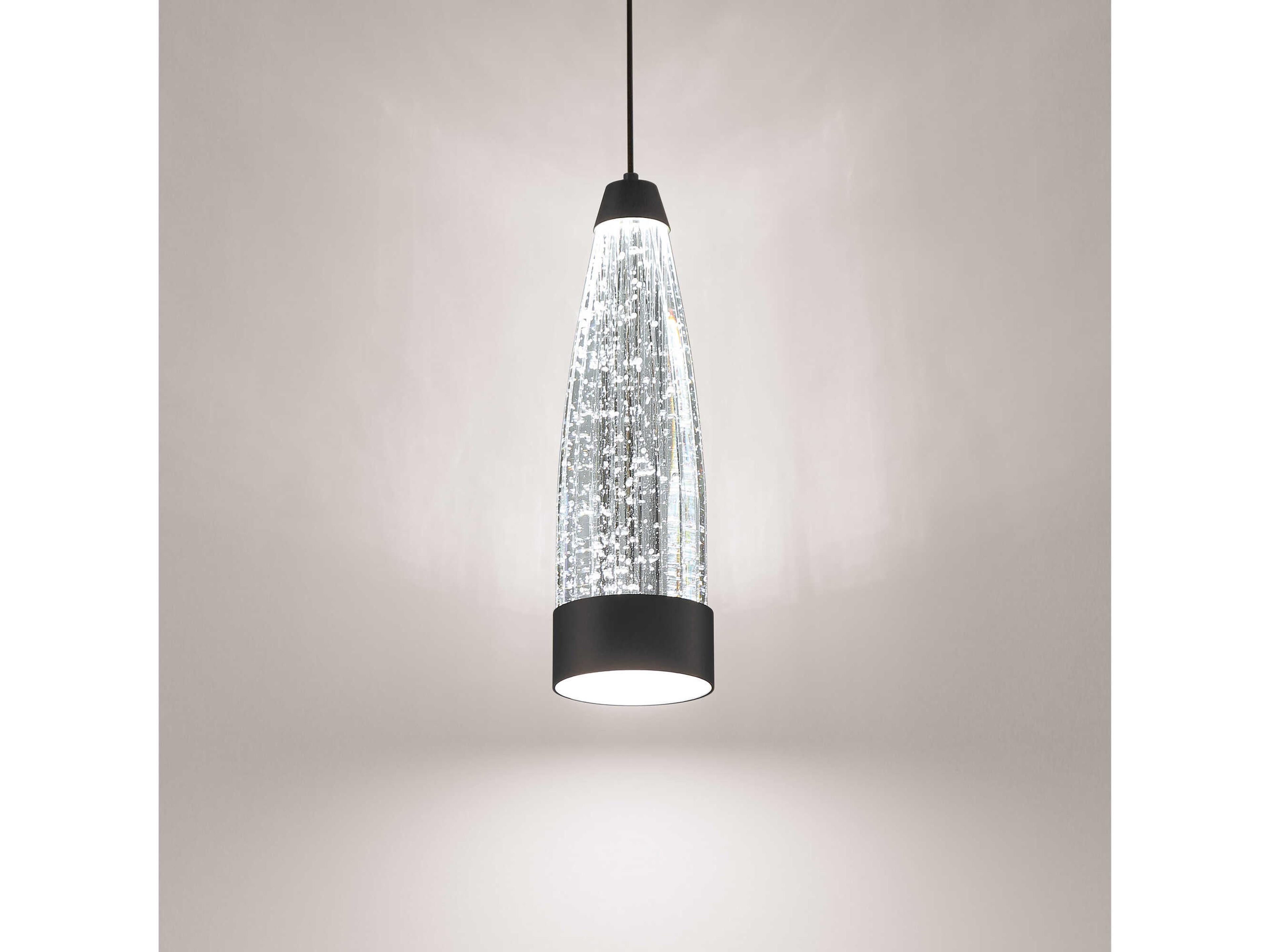 Modern Forms Mystic 1-Light Black Crystal LED Cylinder Mini Pendant