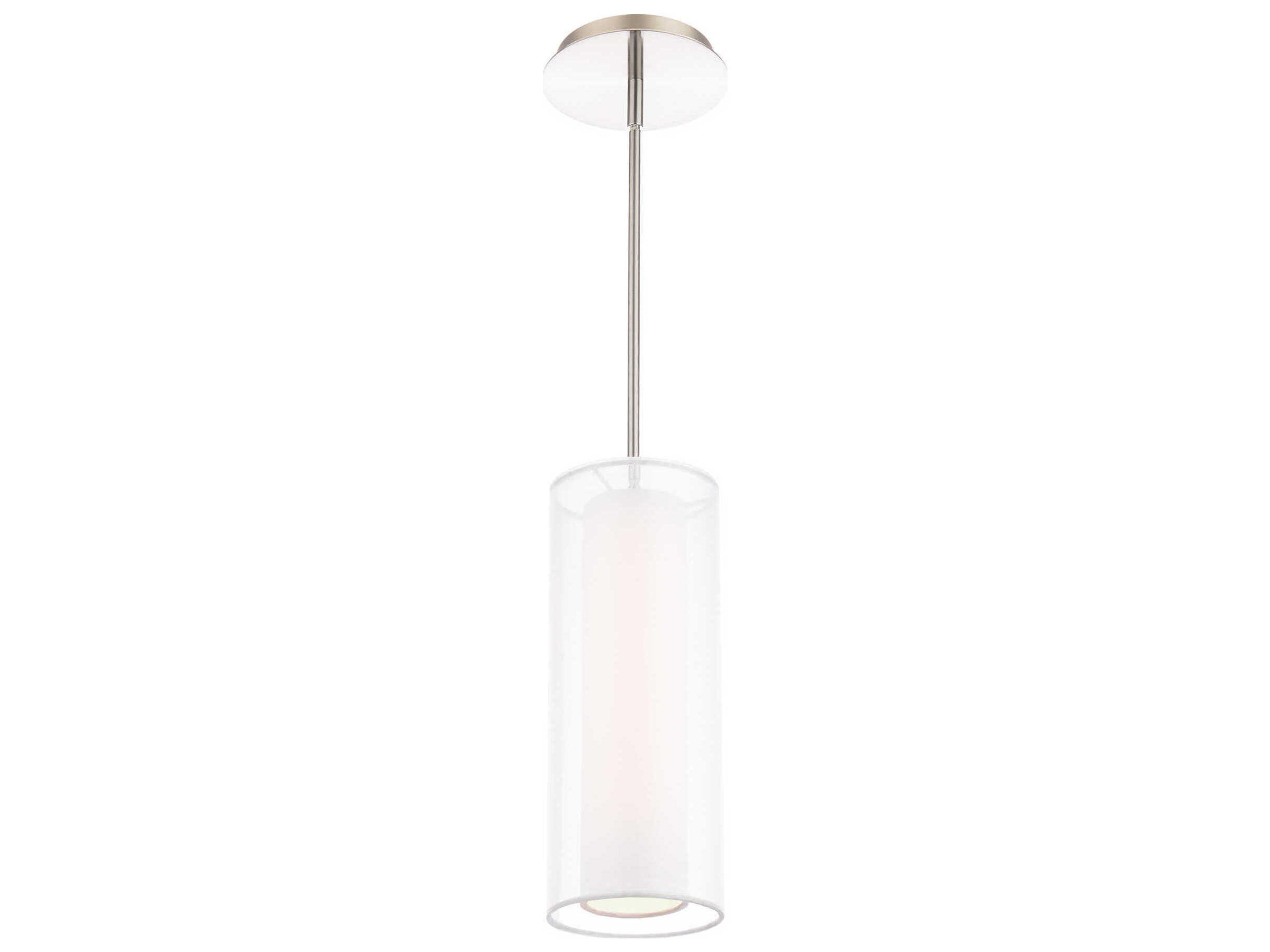 Modern Forms Metropolis 1-Light Brushed Nickel Glass LED Cylinder Mini Pendant
