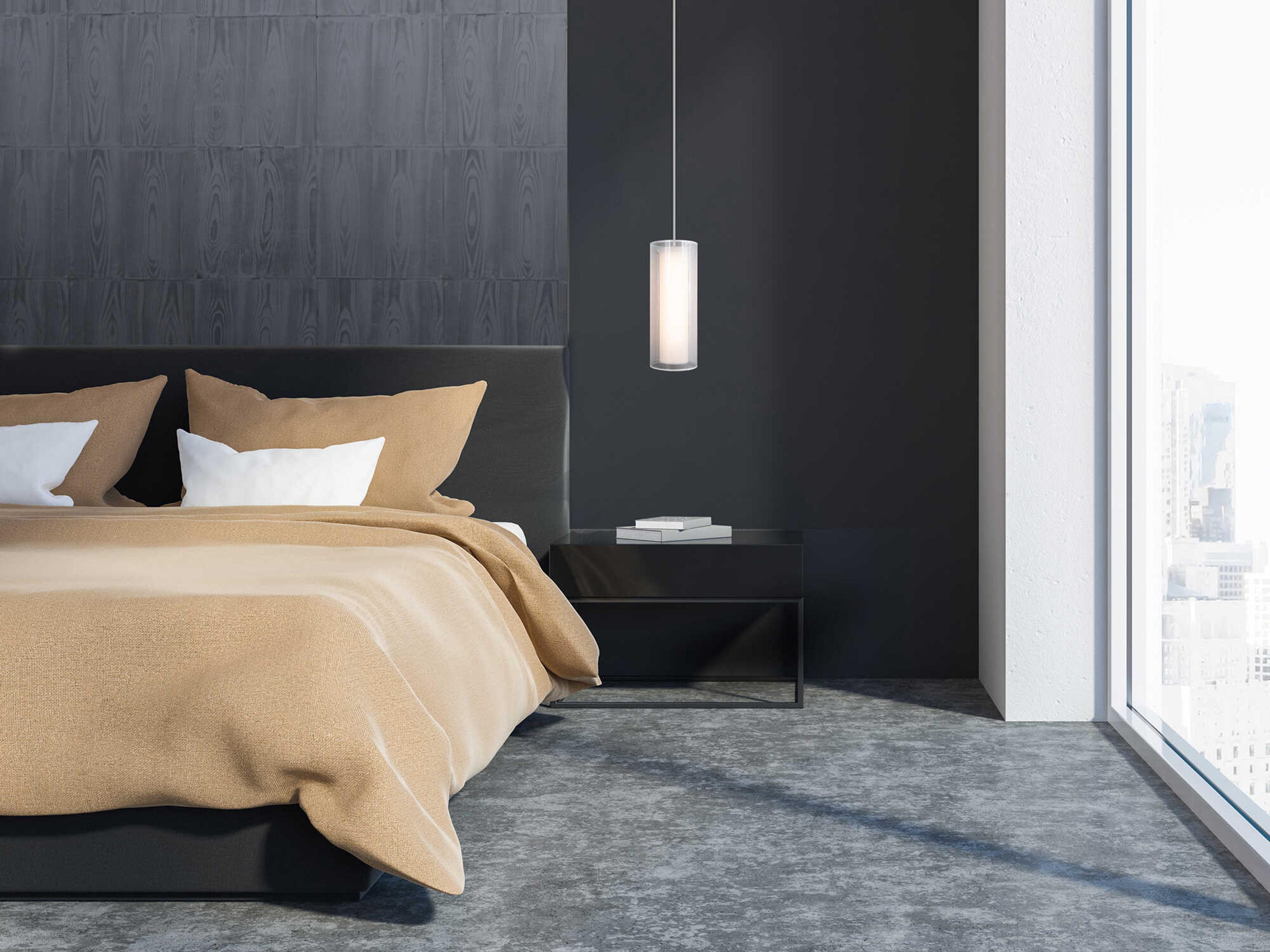 Modern Forms Metropolis 1-Light Brushed Nickel Glass LED Cylinder Mini Pendant