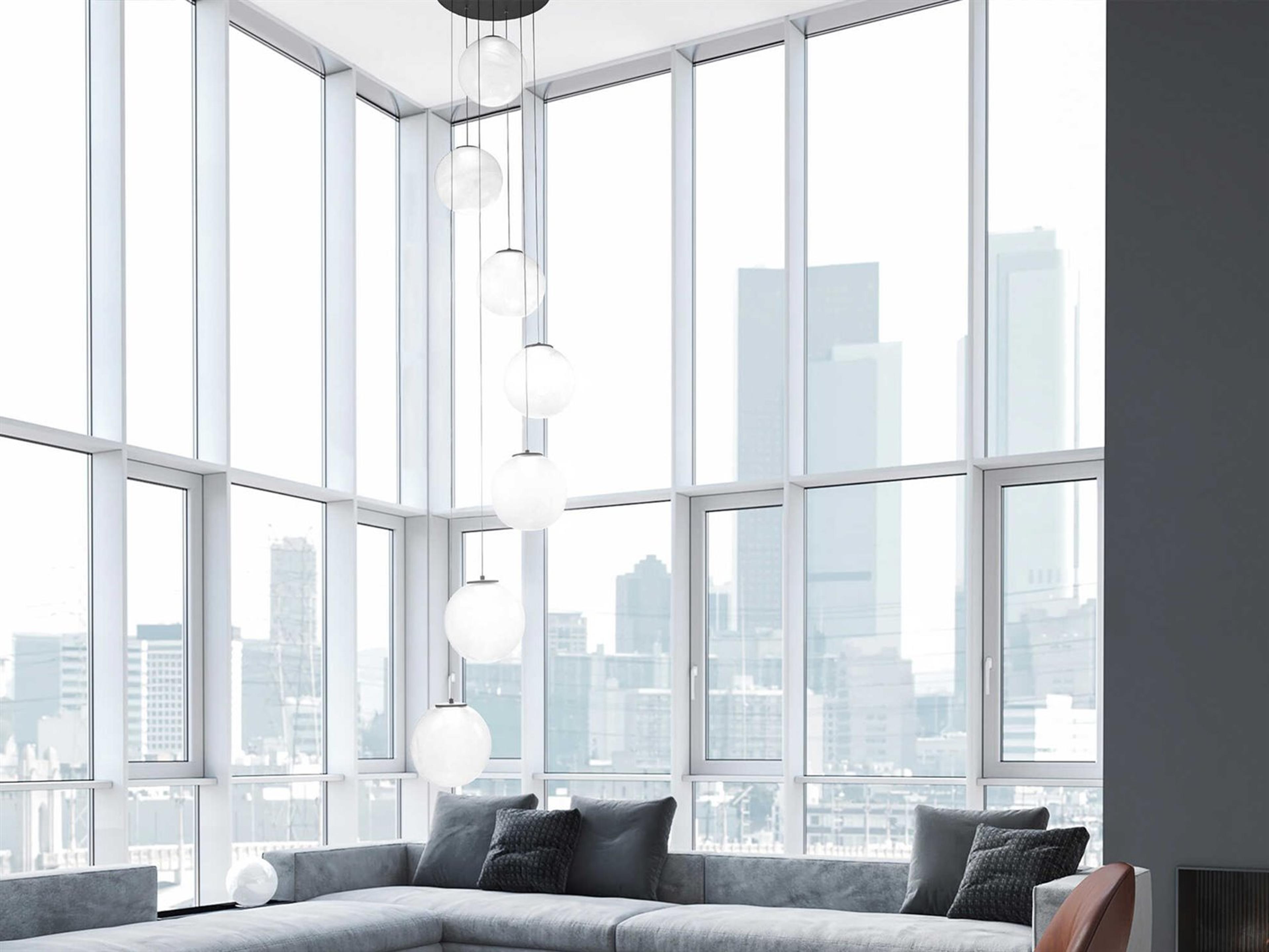 Modern Forms Cosmic 7-Light Brushed Nickel Glass LED Globe Pendant