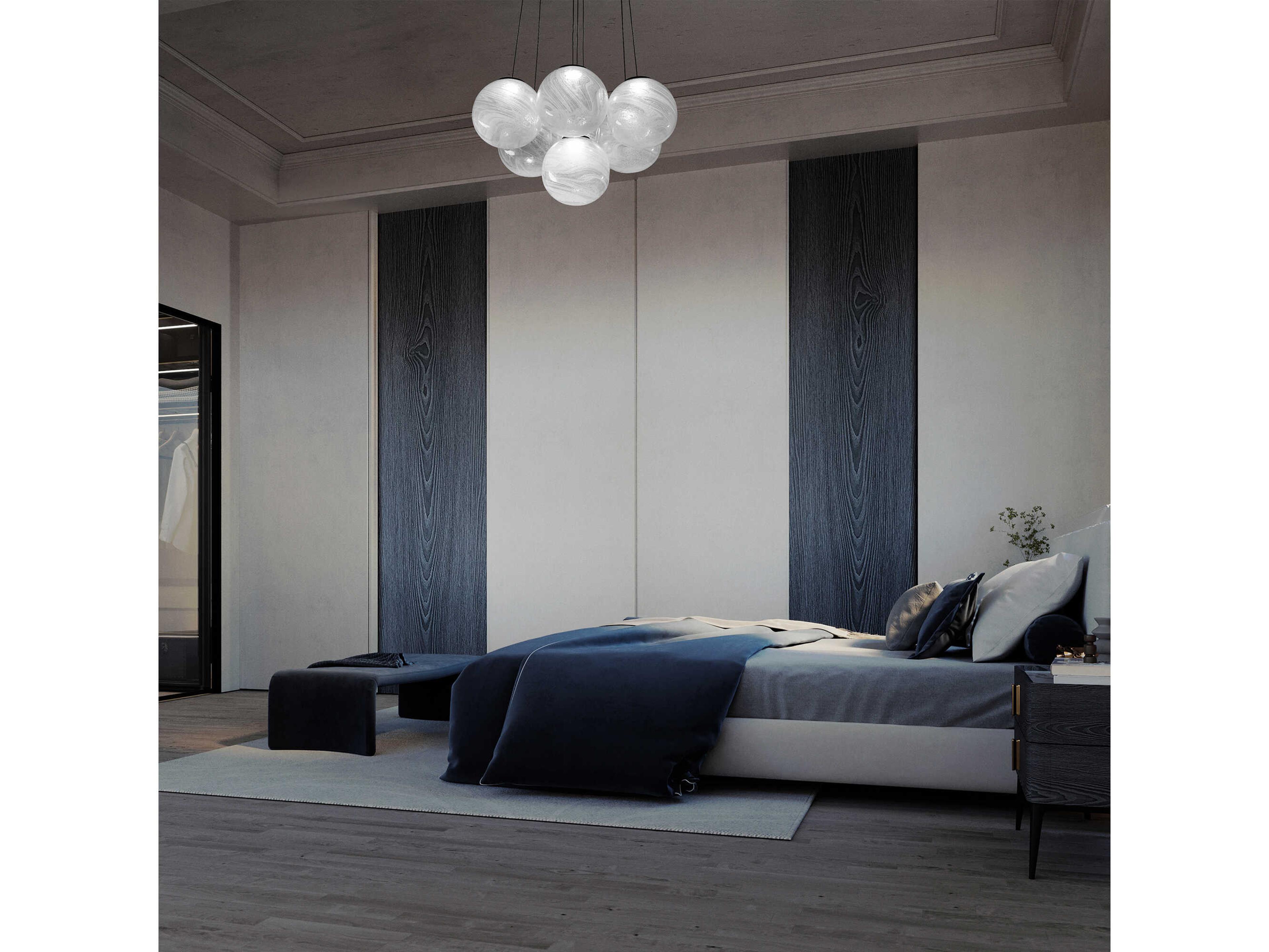 Modern Forms Cosmic 12-Light Black Glass LED Globe Pendant