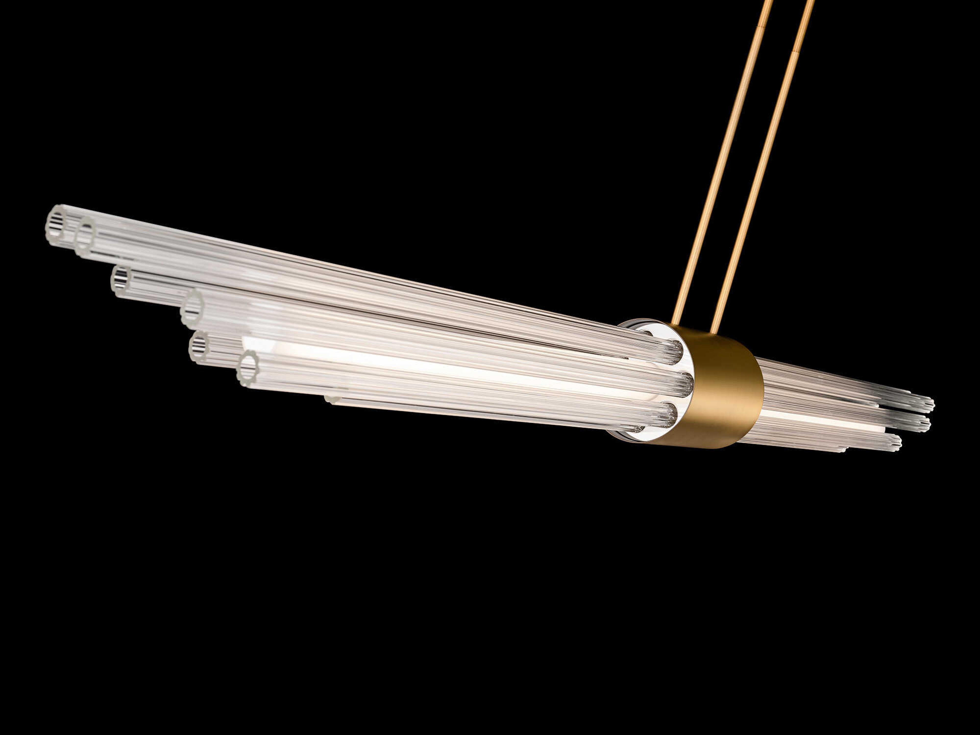 Modern Forms Luzerne 1-Light Aged Brass Glass LED Cylinder Linear Island Pendant