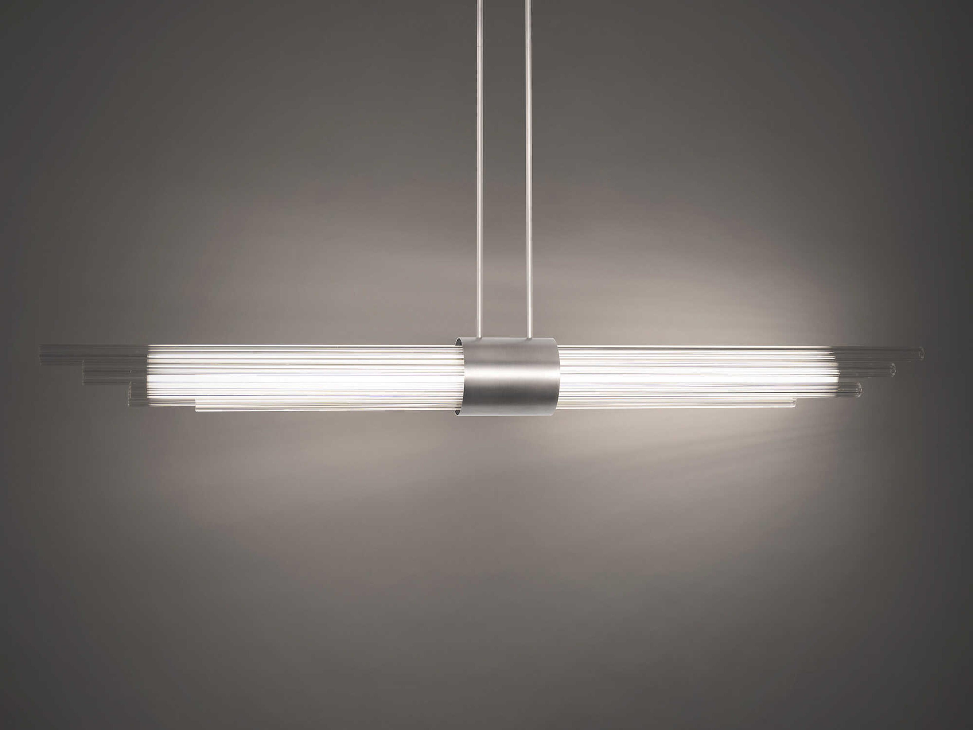 Modern Forms Luzerne 1-Light Brushed Nickel Glass LED Cylinder Linear Island Pendant