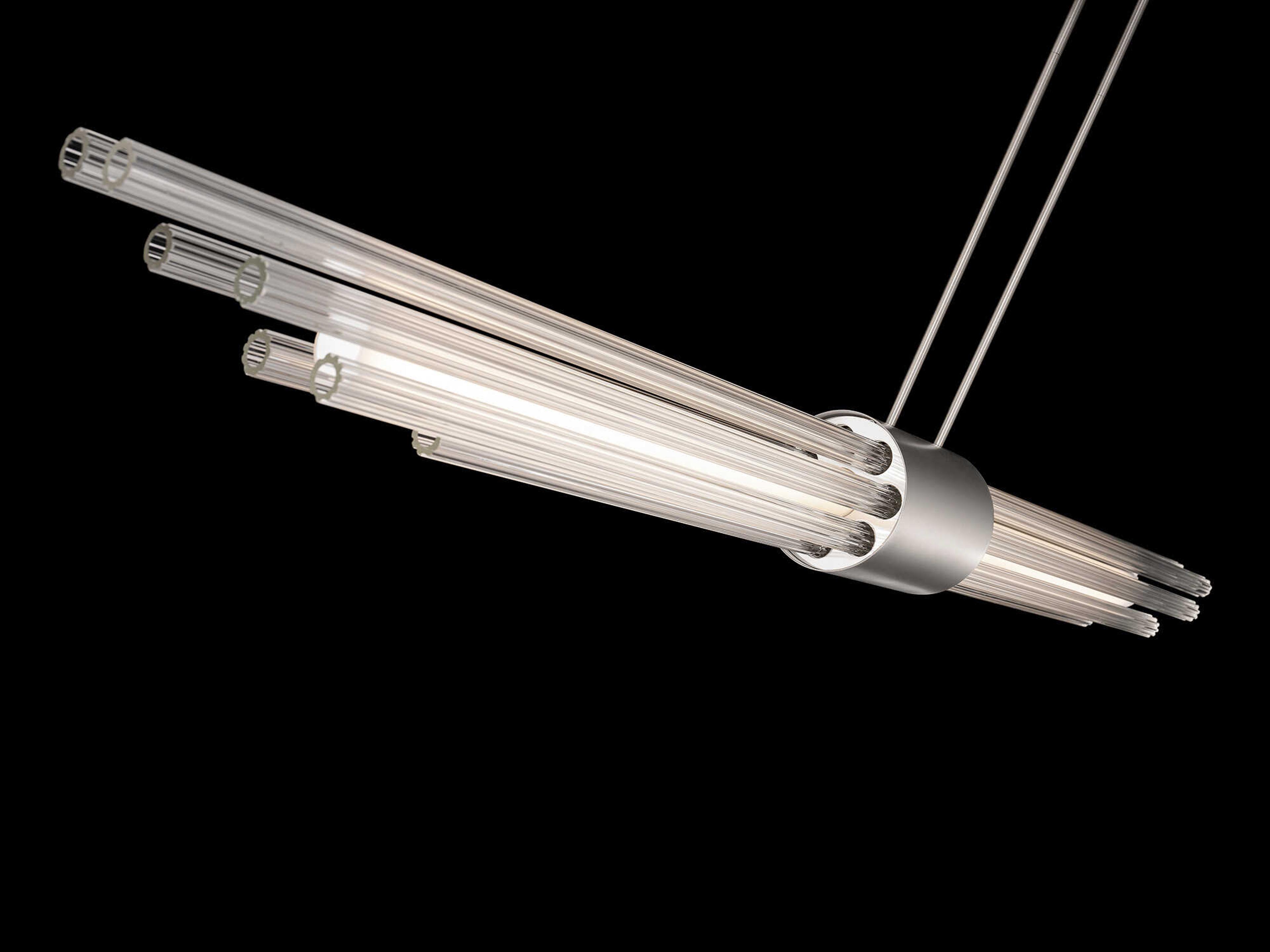 Modern Forms Luzerne 1-Light Brushed Nickel Glass LED Cylinder Linear Island Pendant