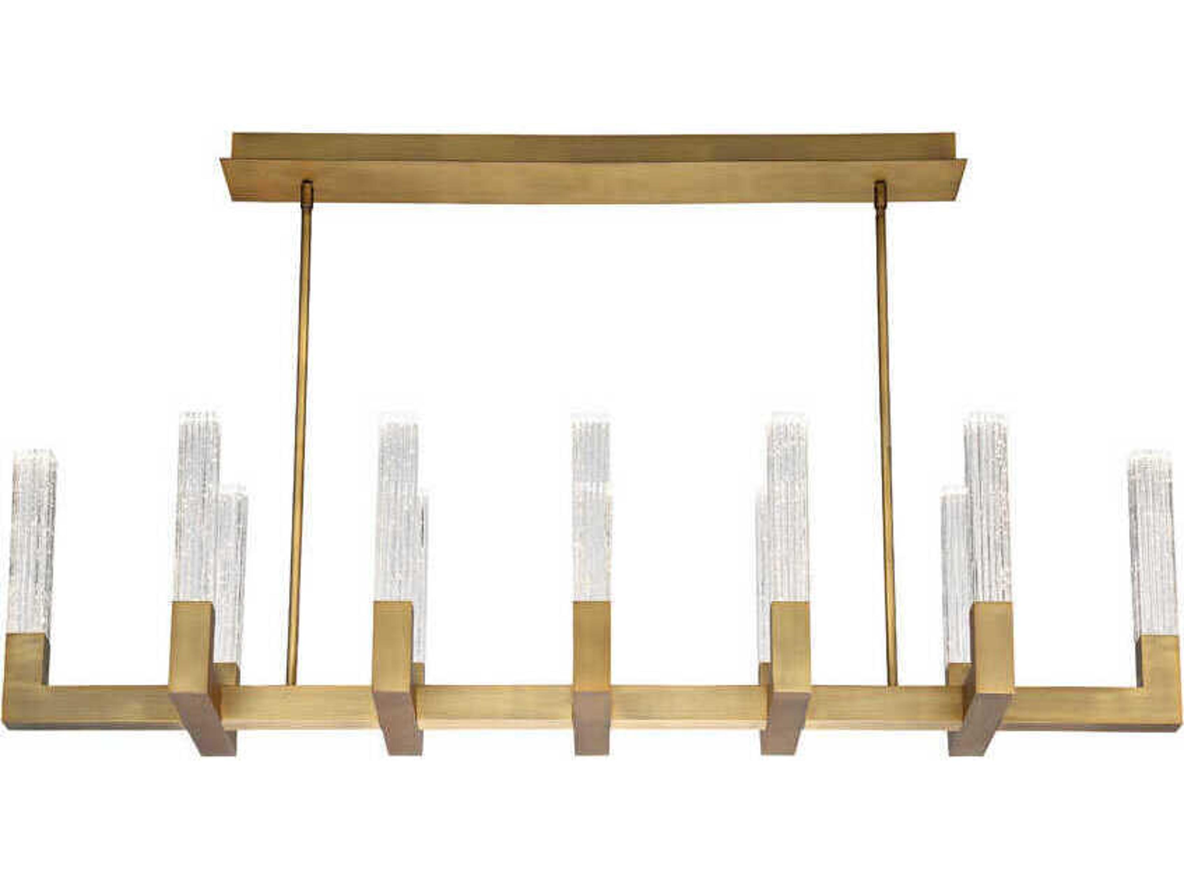 Cinema 12-Light Aged Brass Crystal LED Linear Island Pendant