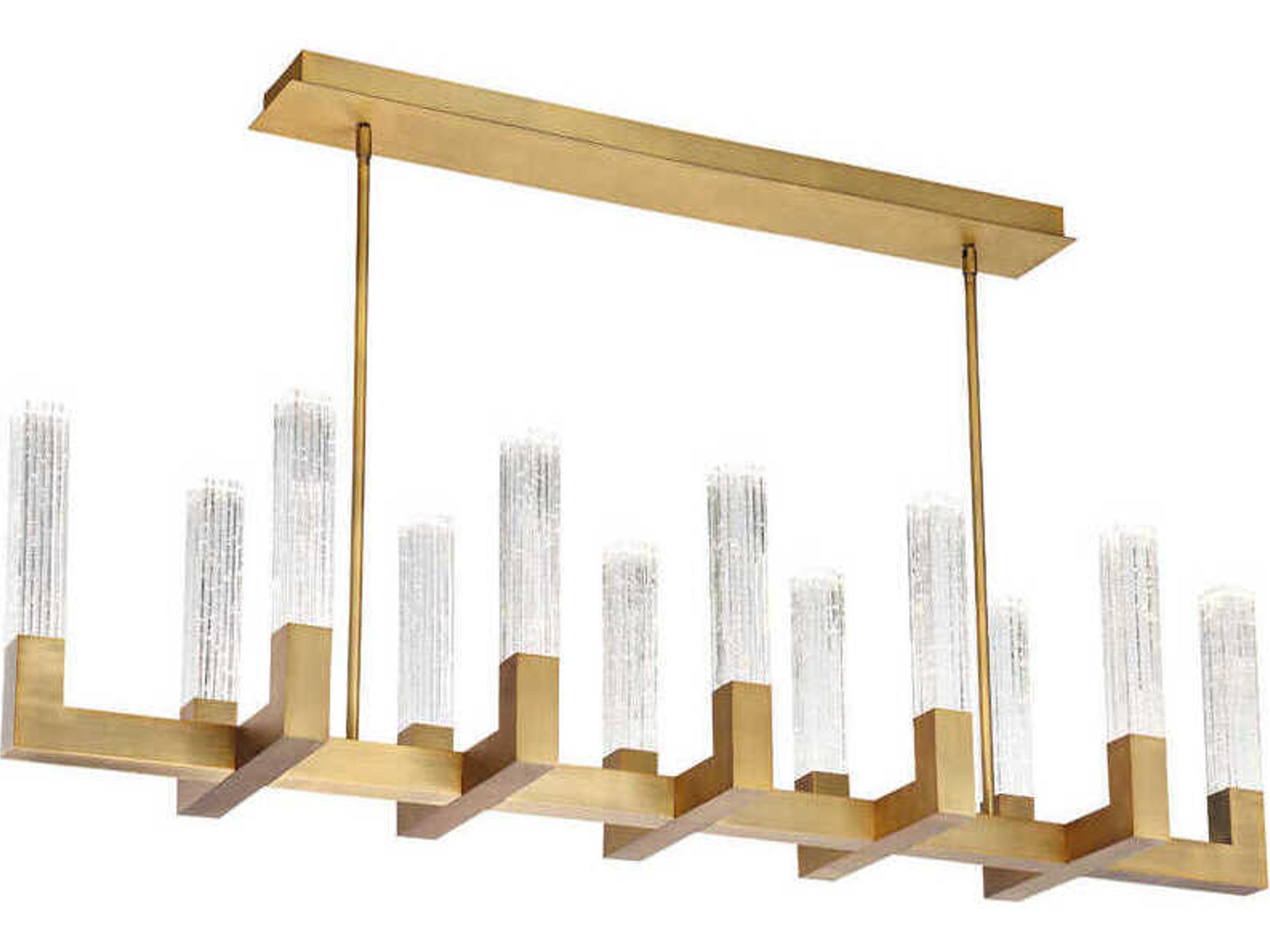 Modern Forms Cinema 12-Light Aged Brass Crystal LED Linear Island Pendant