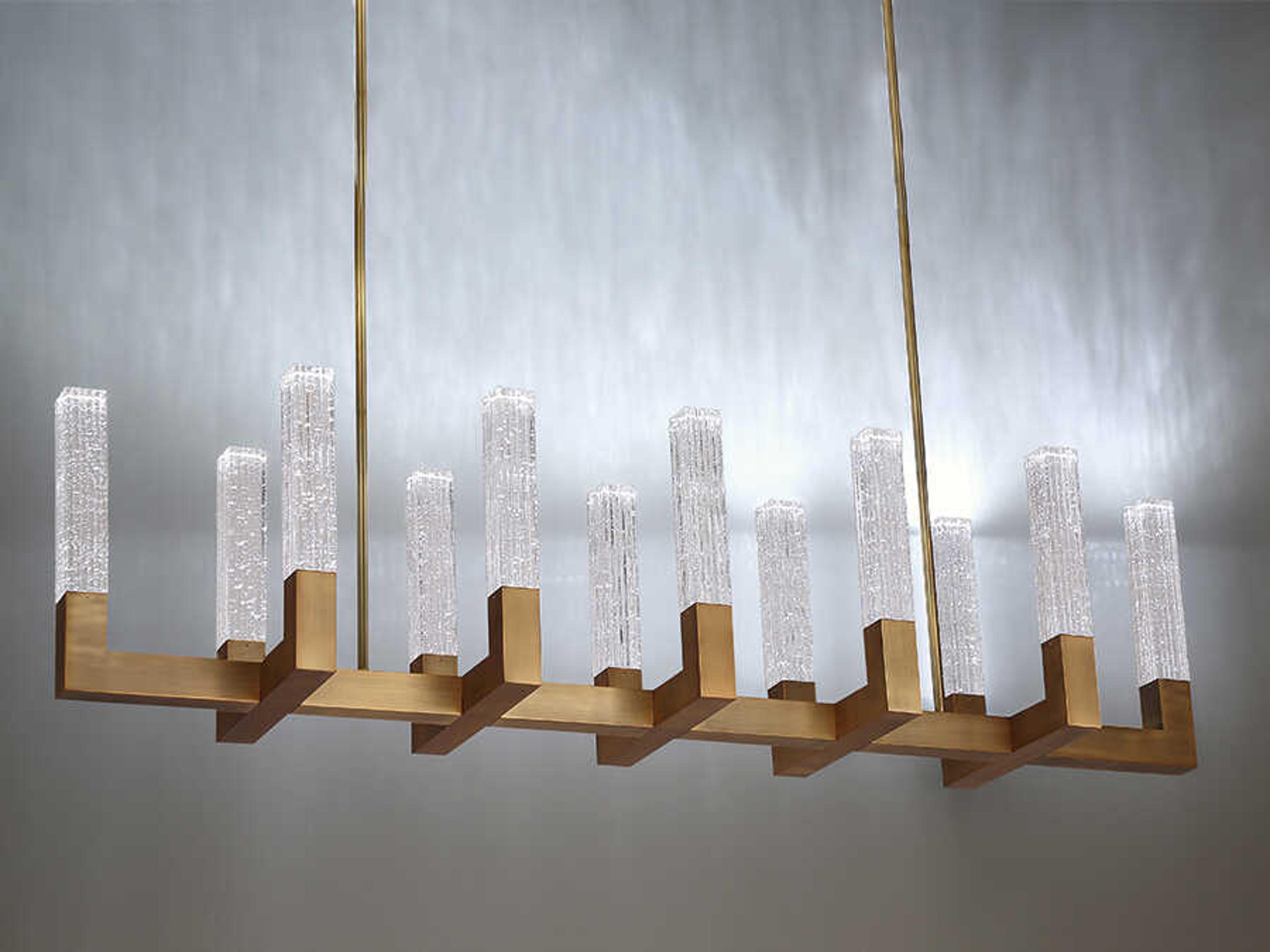 Modern Forms Cinema 12-Light Aged Brass Crystal LED Linear Island Pendant