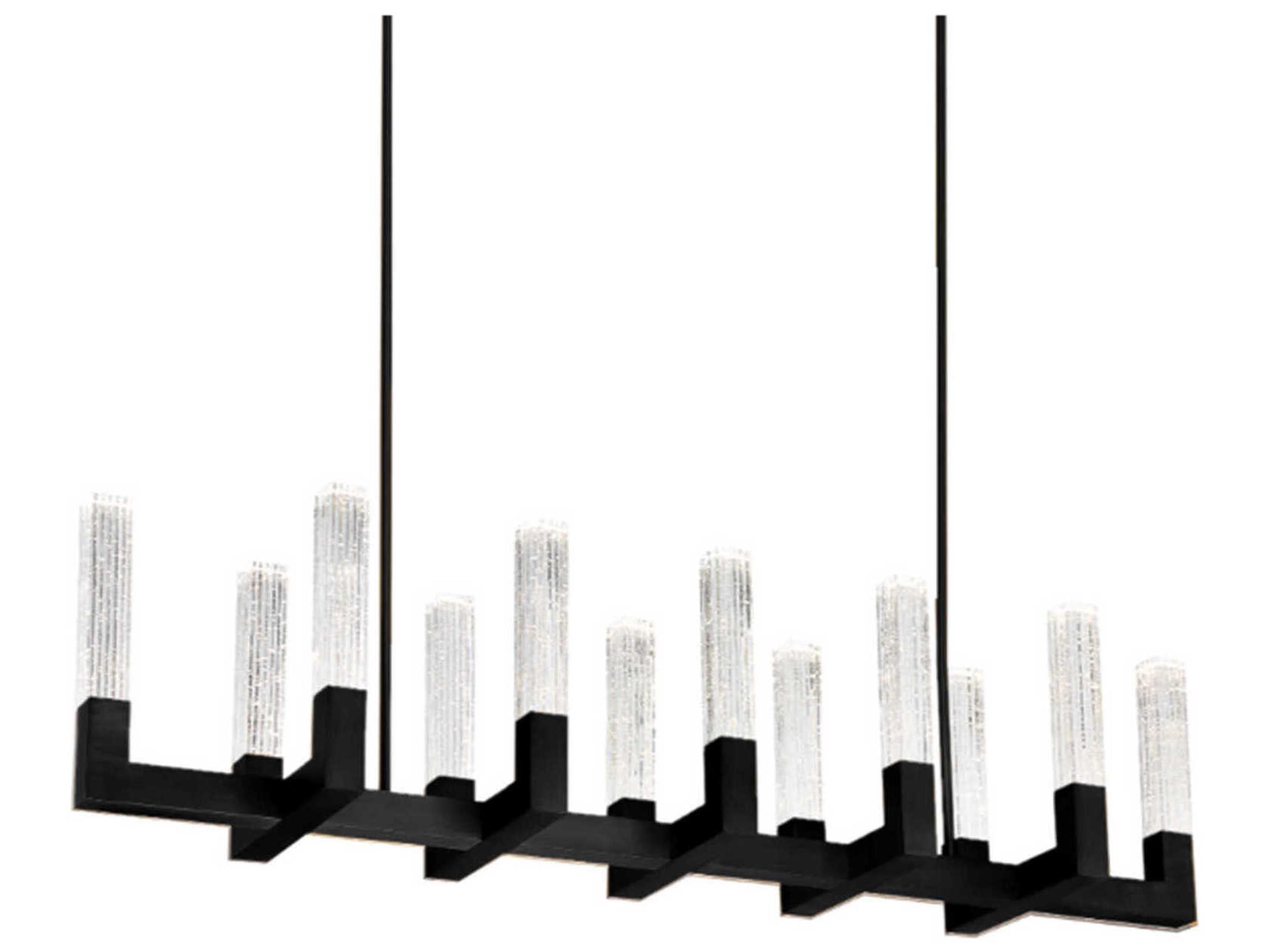 Modern Forms Cinema 12-Light Black Crystal LED Linear Island Pendant