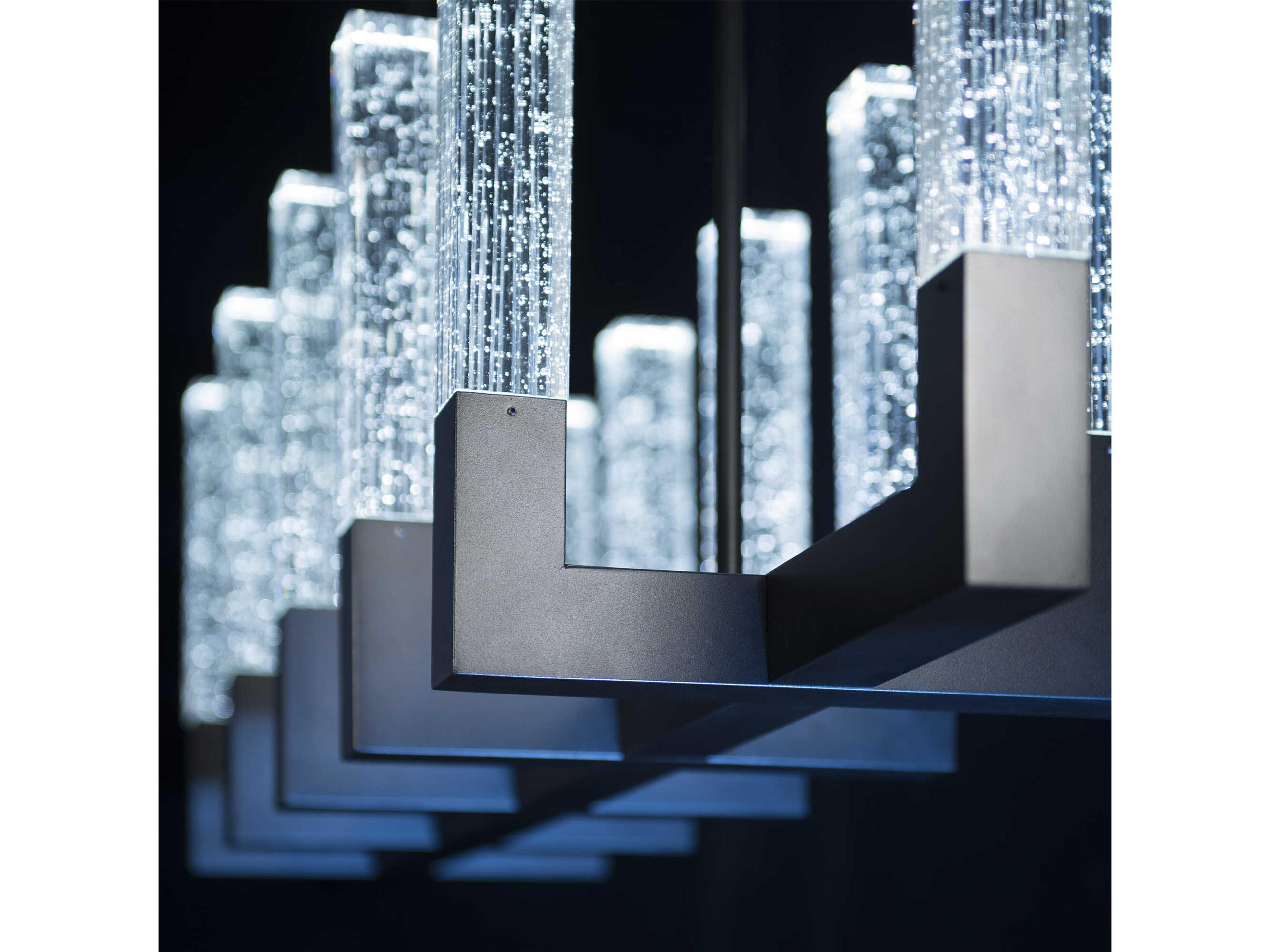 Modern Forms Cinema 12-Light Black Crystal LED Linear Island Pendant